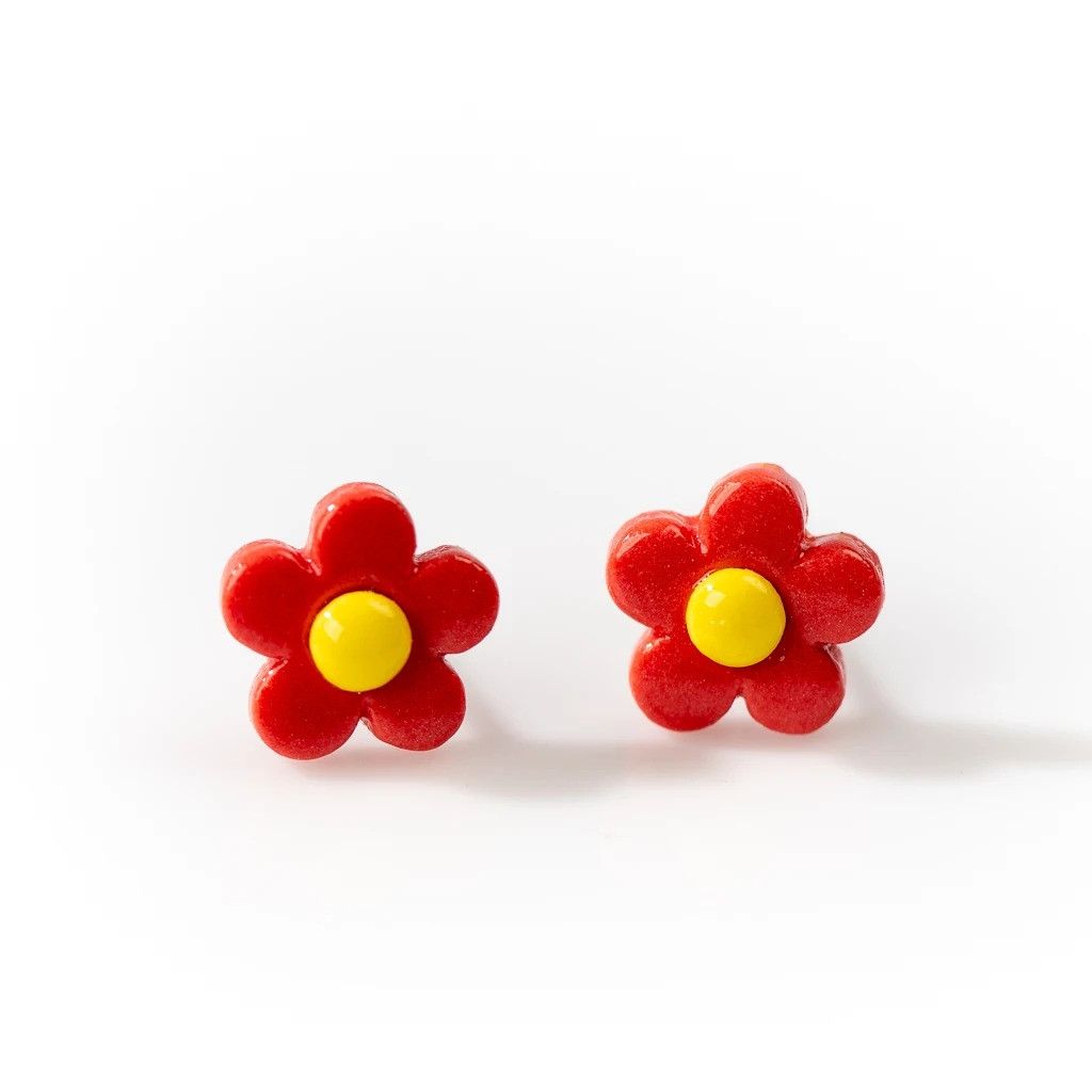 Jewelry Small Flower Stud Earrings Ceramic Ear Gift For Her Size ONE SIZE - 1 Preview