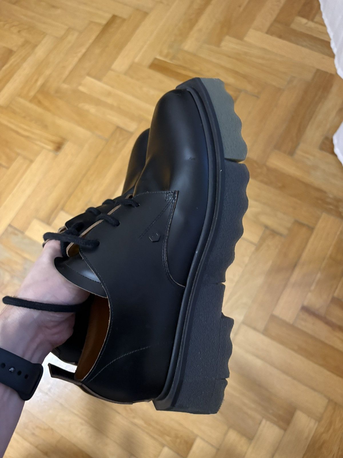 Off-White Black Leather Spongesole Derby Shoes Size US 10 / EU 43 - 9 Thumbnail