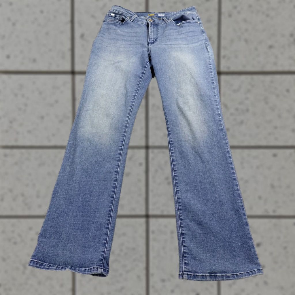 Lee Lee Jeans Women's Jeans 12 Dark Blue Denim Bootcut Stretch Regular Fit 5-Pocket Denim Pants Blue Womens Size 34" / US 12 / IT 48 - 1 Thumbnail