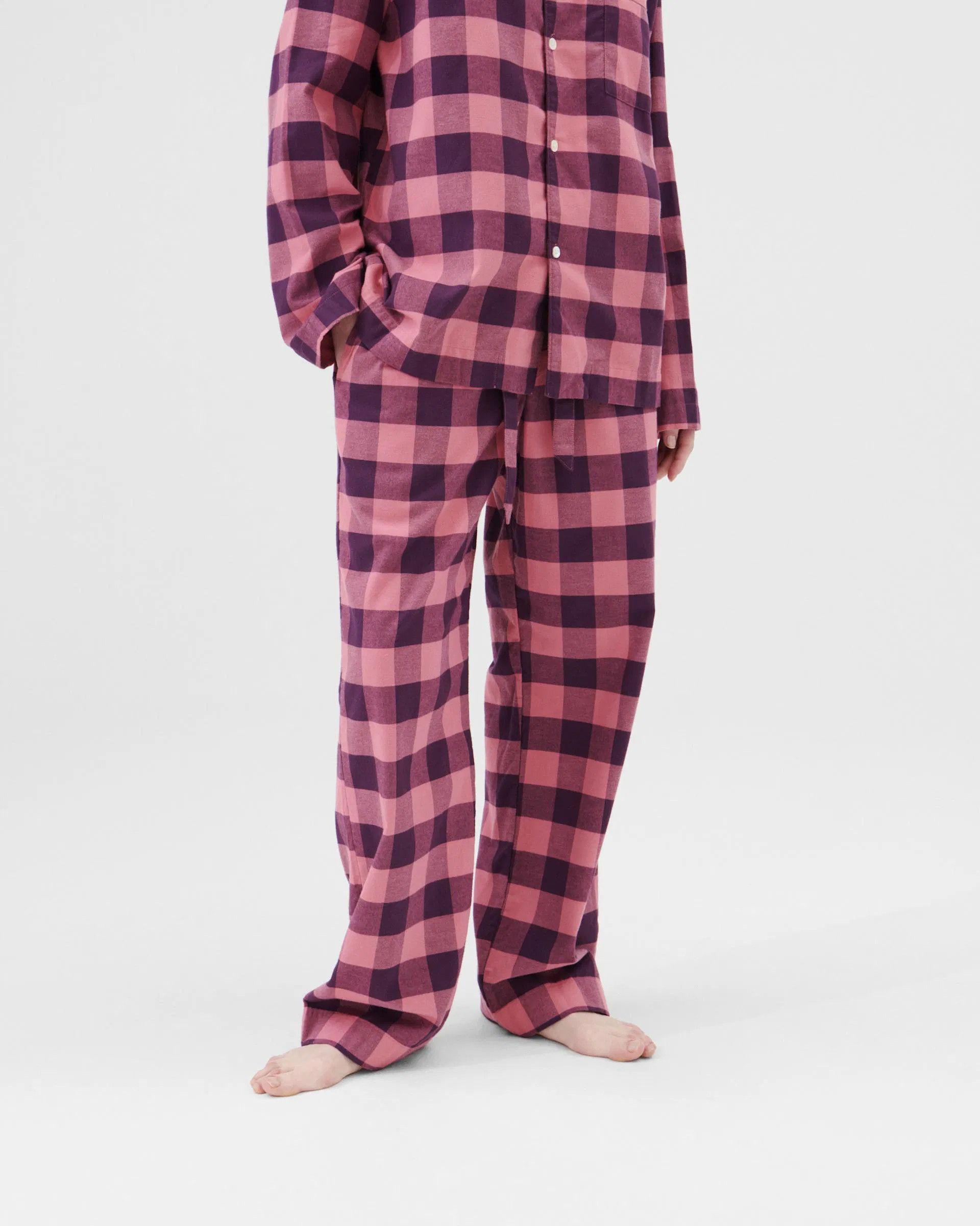 Tekla o1mle0325 Unisex Flannel Pyjamas Pant in Pink Gingham Size 28" / US 6 / IT 42 - 6 Thumbnail