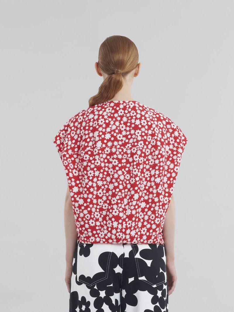 Marni o1w1db10426 Pop Fields Print Shirt in Red/White Size L / US 10 / IT 46 - 3 Thumbnail