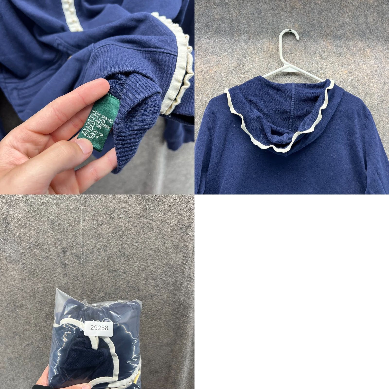 Ralph Lauren VINTAGE Lauren Ralph Hoodie Womens XL Blue Jacket Full Zip Utility Sweater LRL Size XL / US 12-14 / IT 48-50 - 8 Thumbnail