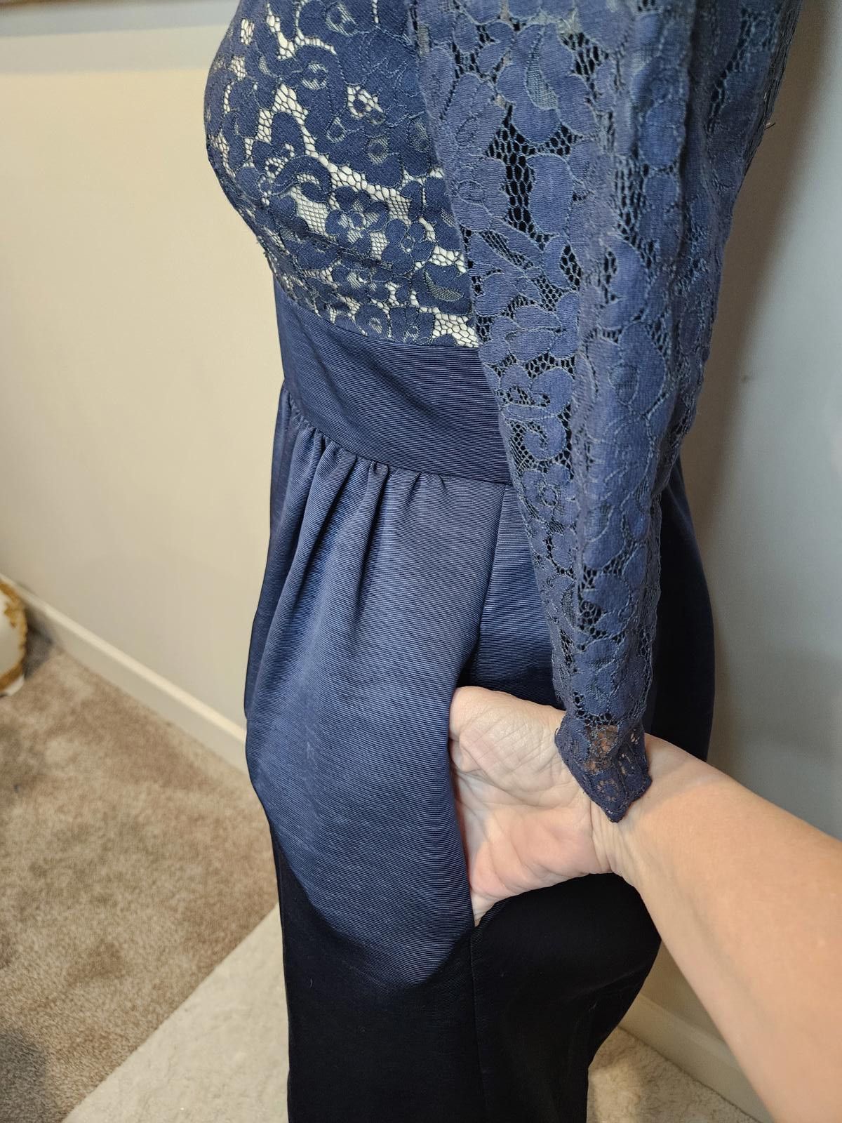 Designer Eliza J Women's Lace Dress - Elegant Navy Blue Party Dress Size XS / US 0-2 / IT 36-38 - 2 Thumbnail