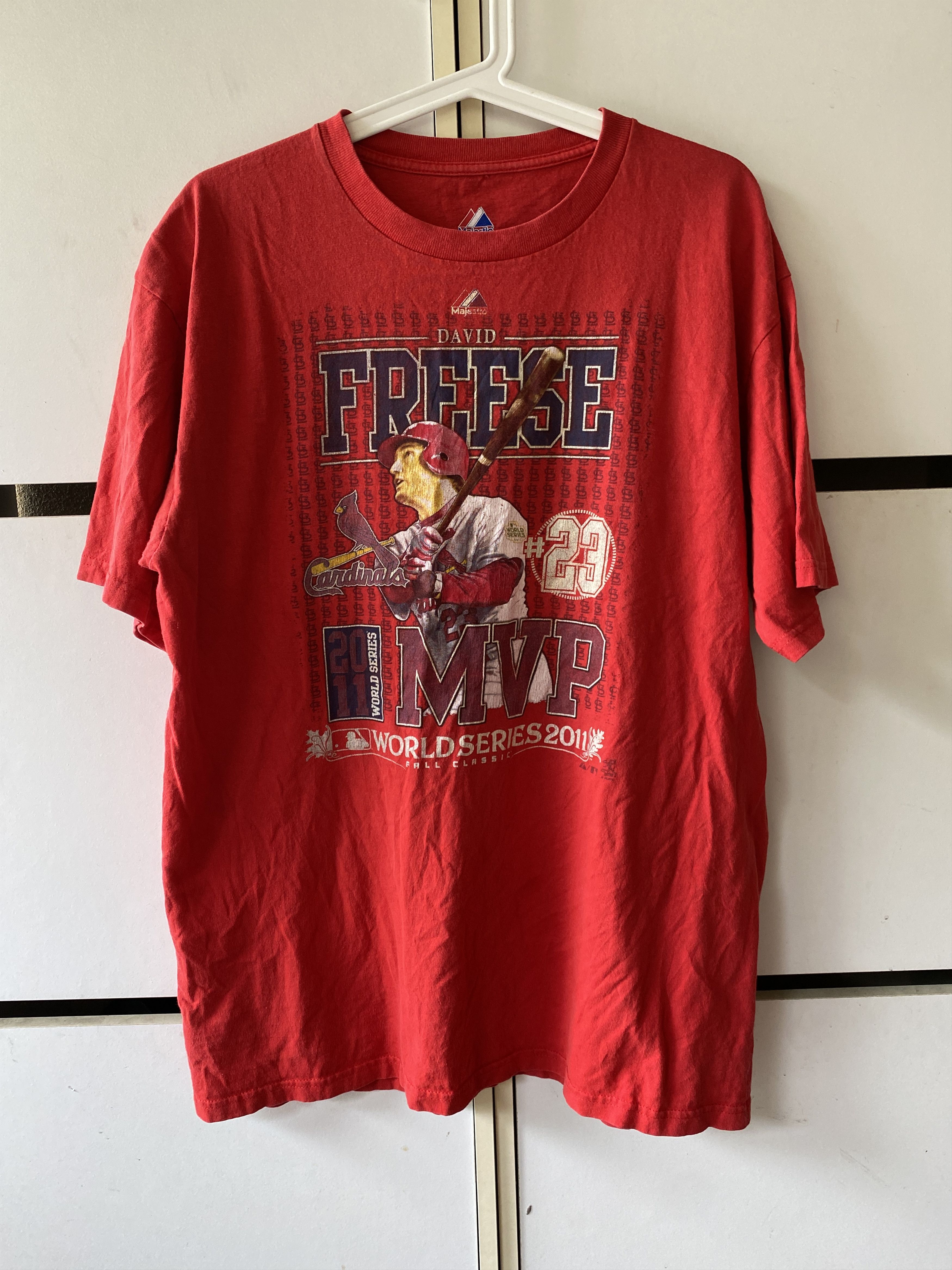 MLB × Majestic 2011 MVP WORLD SERIES "DAVID FREESE" MLB T SHIRT Size US L / EU 52-54 / 3 - 1 Thumbnail