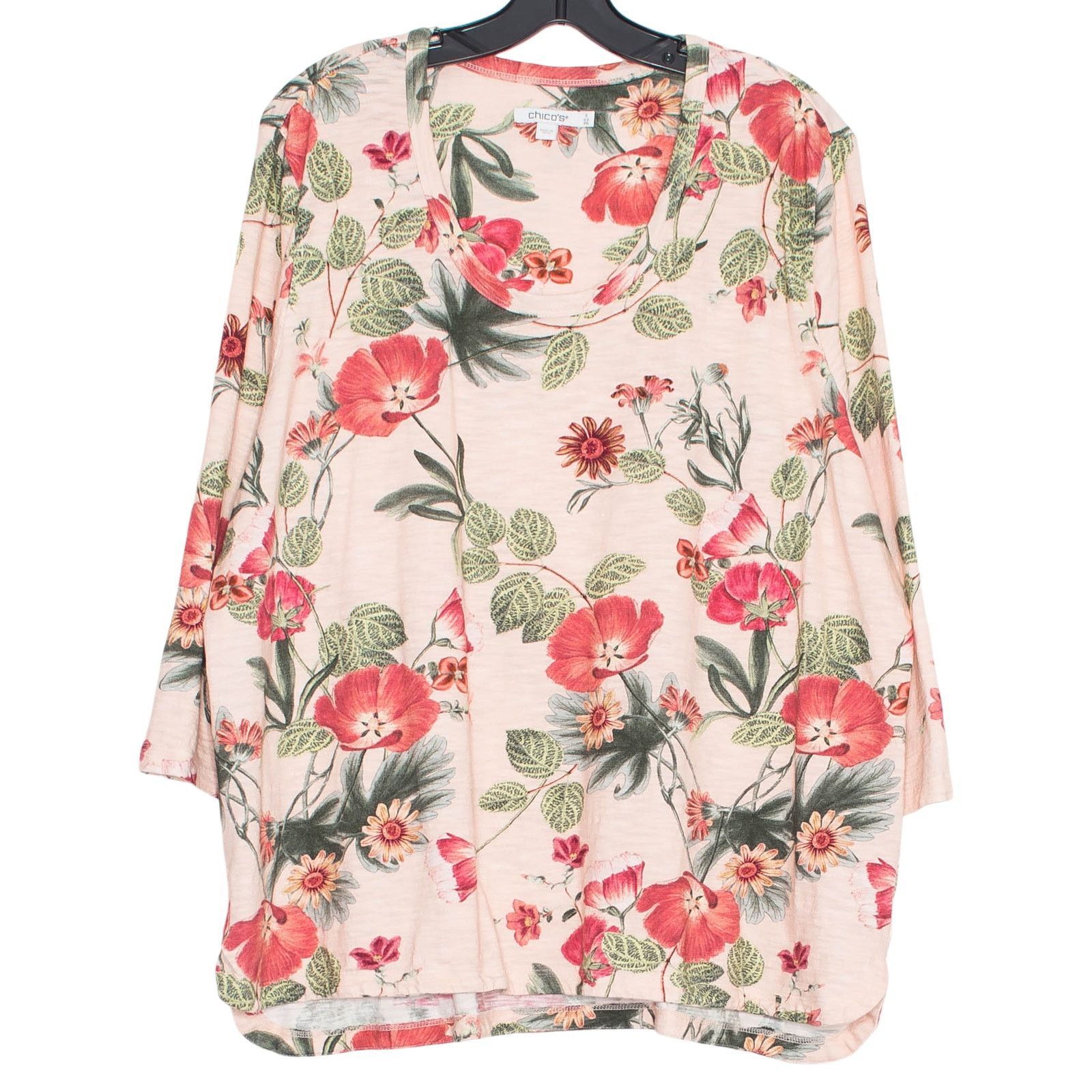 Chicos Chicos Garden Slub Top Floral Pink Boho 3/4 Sleeve 4 XXL 20 Size XXL / US 16-18 / IT 52-54 - 1 Thumbnail