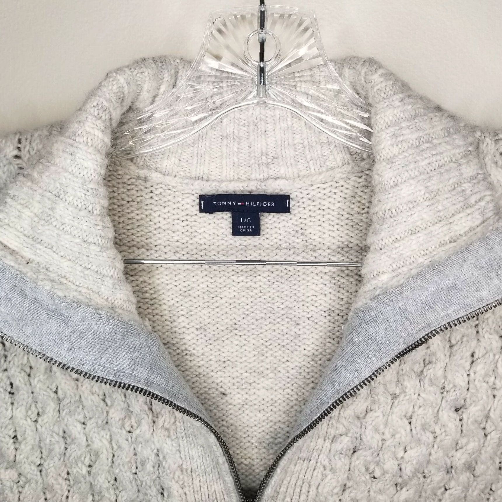 Tommy Hilfiger TOMMY HILFIGER Mens White Full Zip Long Sleeve Sweater Size L Size US L / EU 52-54 / 3 - 3 Thumbnail