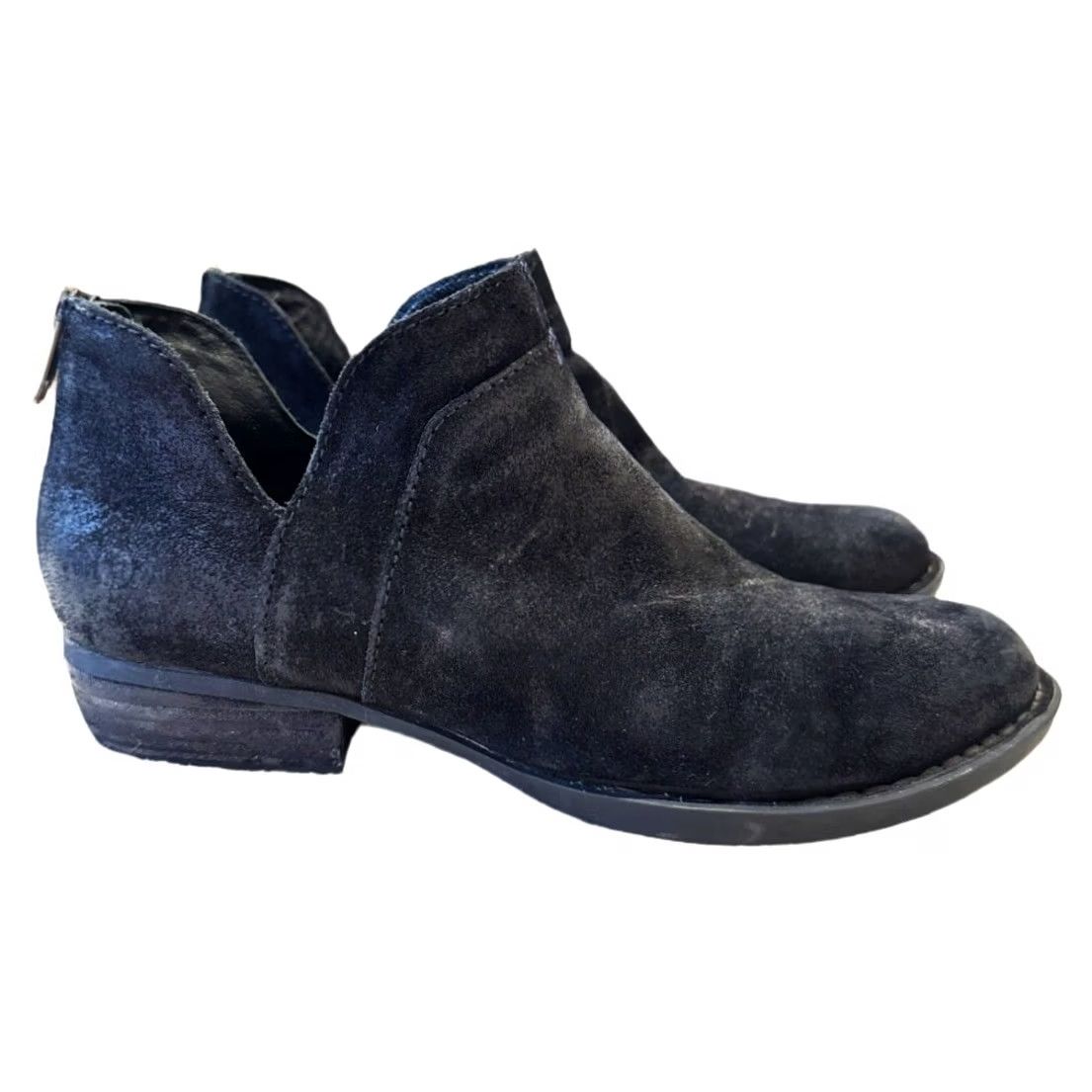 Born Born Kerri Boot Low Block Heel Black Leather Distress Bootie Women's 8M Boho Size US 8 / IT 38 - 4 Thumbnail