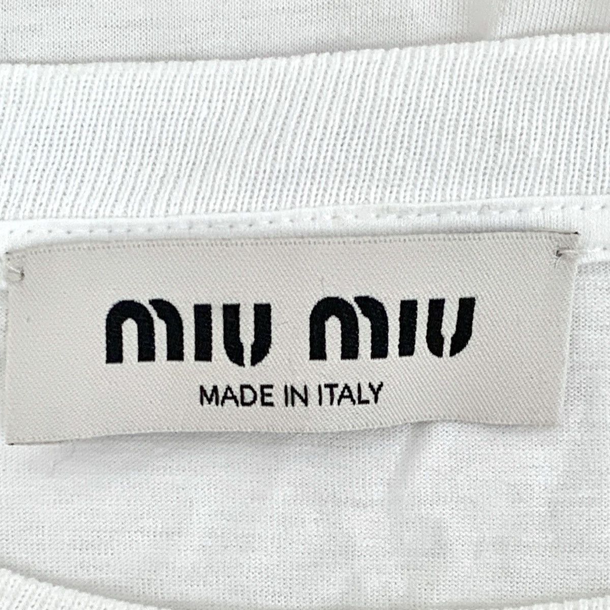 Miu Miu Miu Miu 23 White Logo Sequin Cotton Crew Neck T-Shirt K26WX Size S / US 4 / IT 40 - 6 Thumbnail