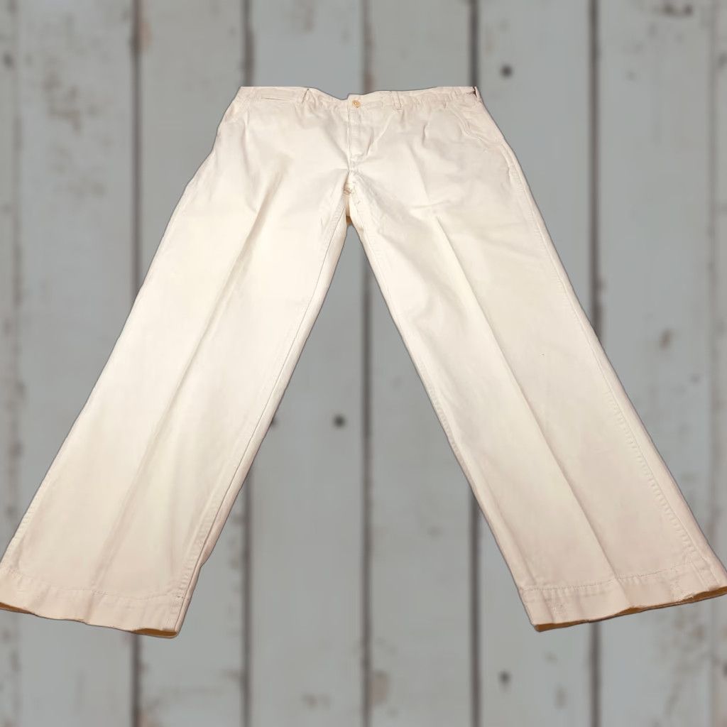 Polo Ralph Lauren VINTAGE Polo Ralph Lauren Pants Mens 36x32 White Adjustable Waist Distressed Cotton Size US M / EU 48-50 / 2 - 1 Thumbnail