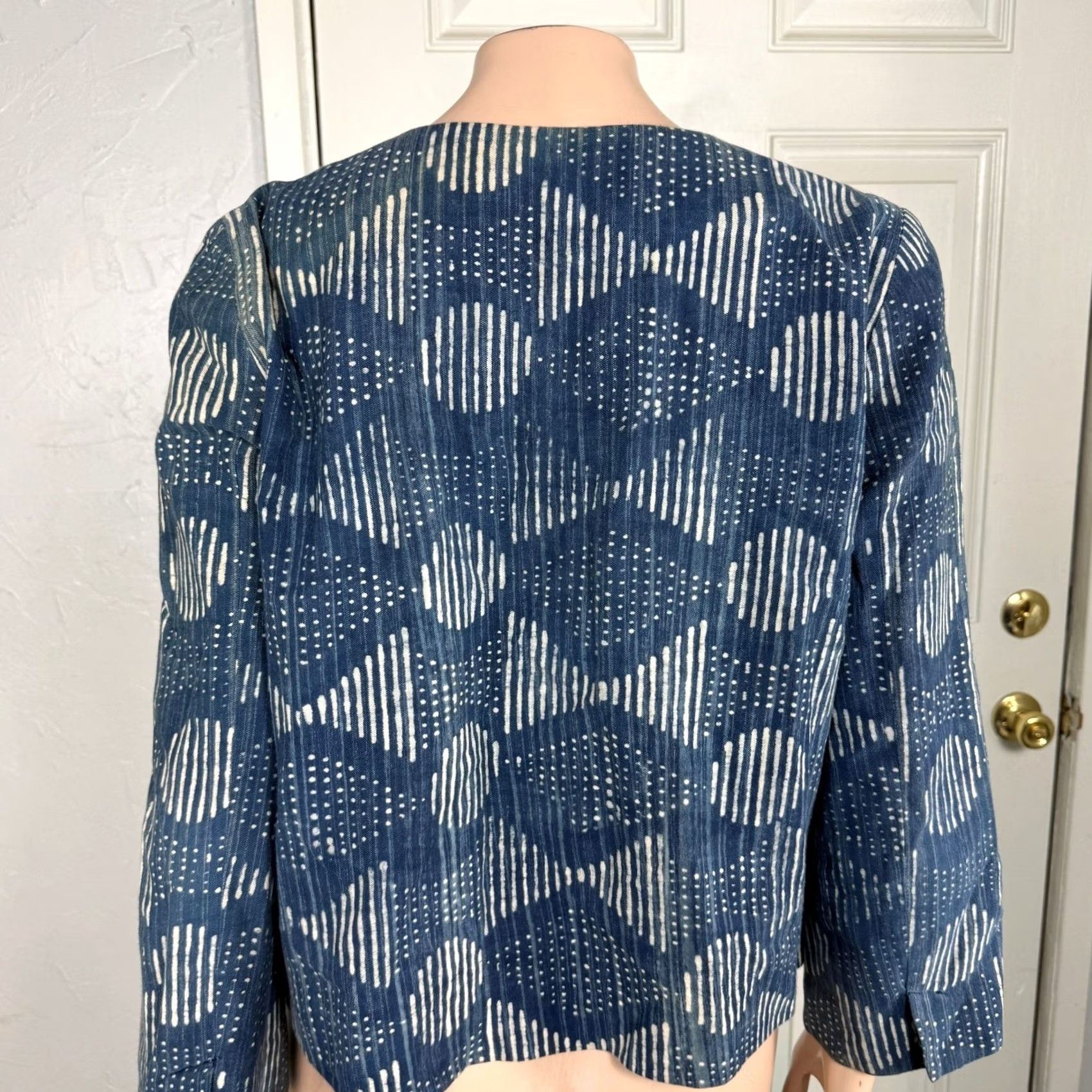Eileen Fisher Eileen Fisher Women's Small Open Front Organic Cotton Printed Indigo Jacket Size S / US 4 / IT 40 - 3 Thumbnail