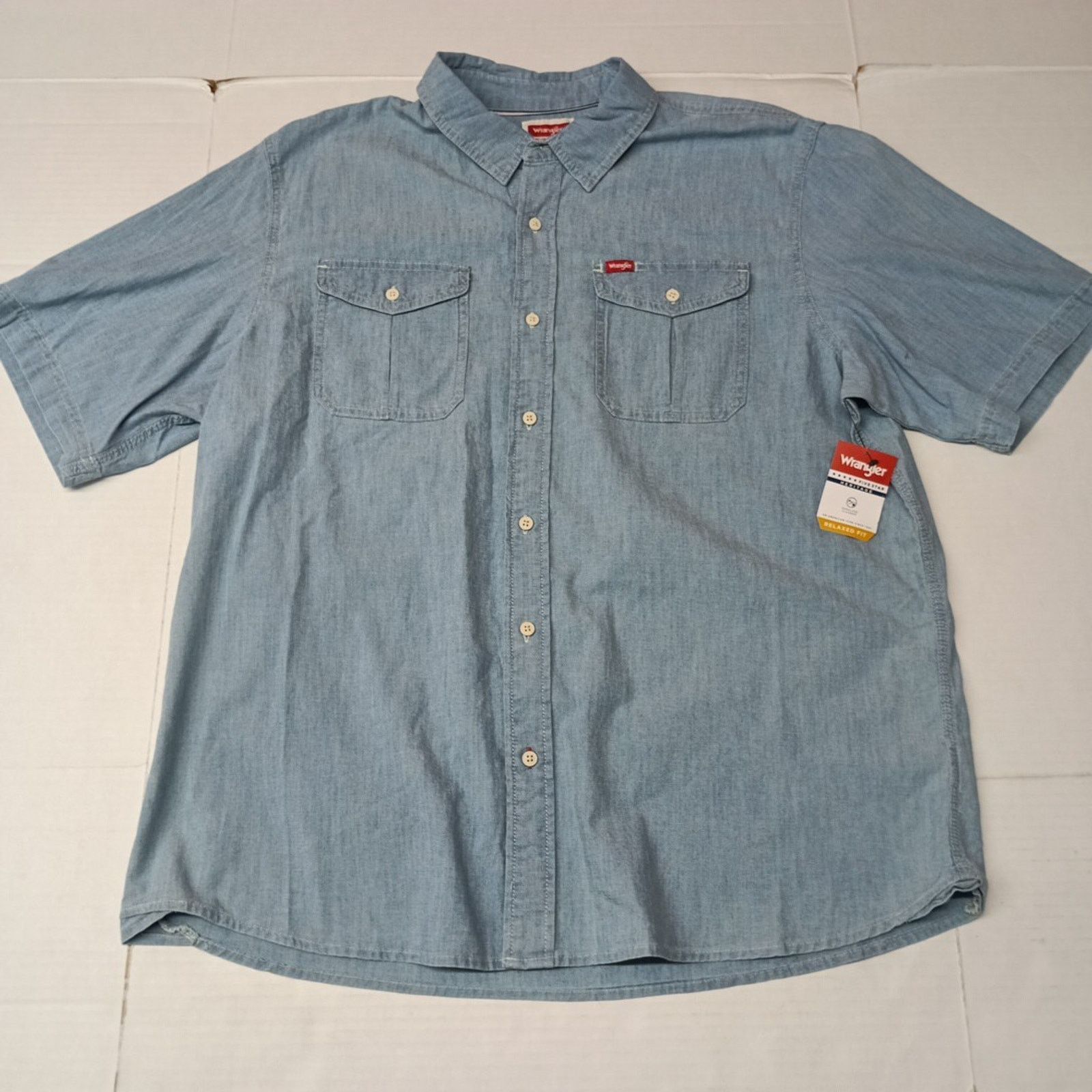 Wrangler Wrangler Mens Relaxed Fit Woven Button Up Shirt Size XL Blue Size US XL / EU 56 / 4 - 1 Thumbnail