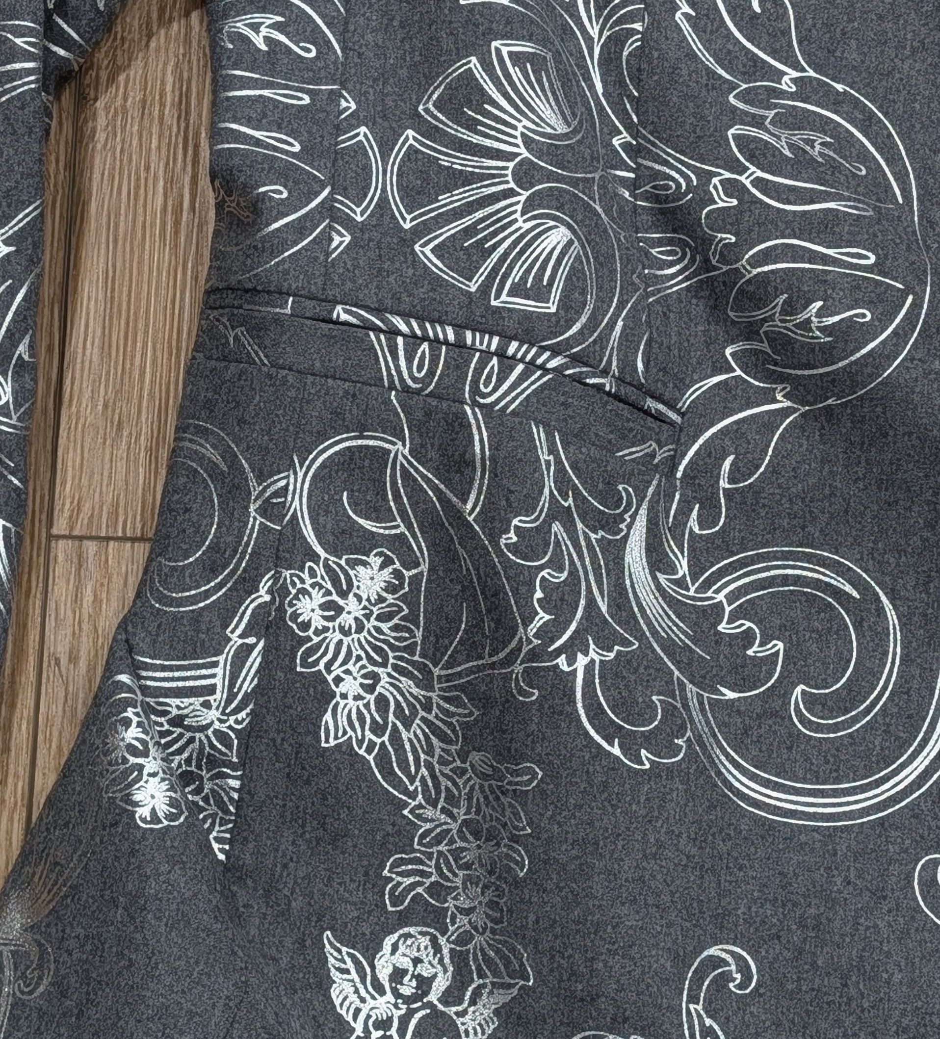 Versace VERSACE Baroque Overlay Wool Sport Coat Silver 54 US 44R Size 44R - 2 Thumbnail