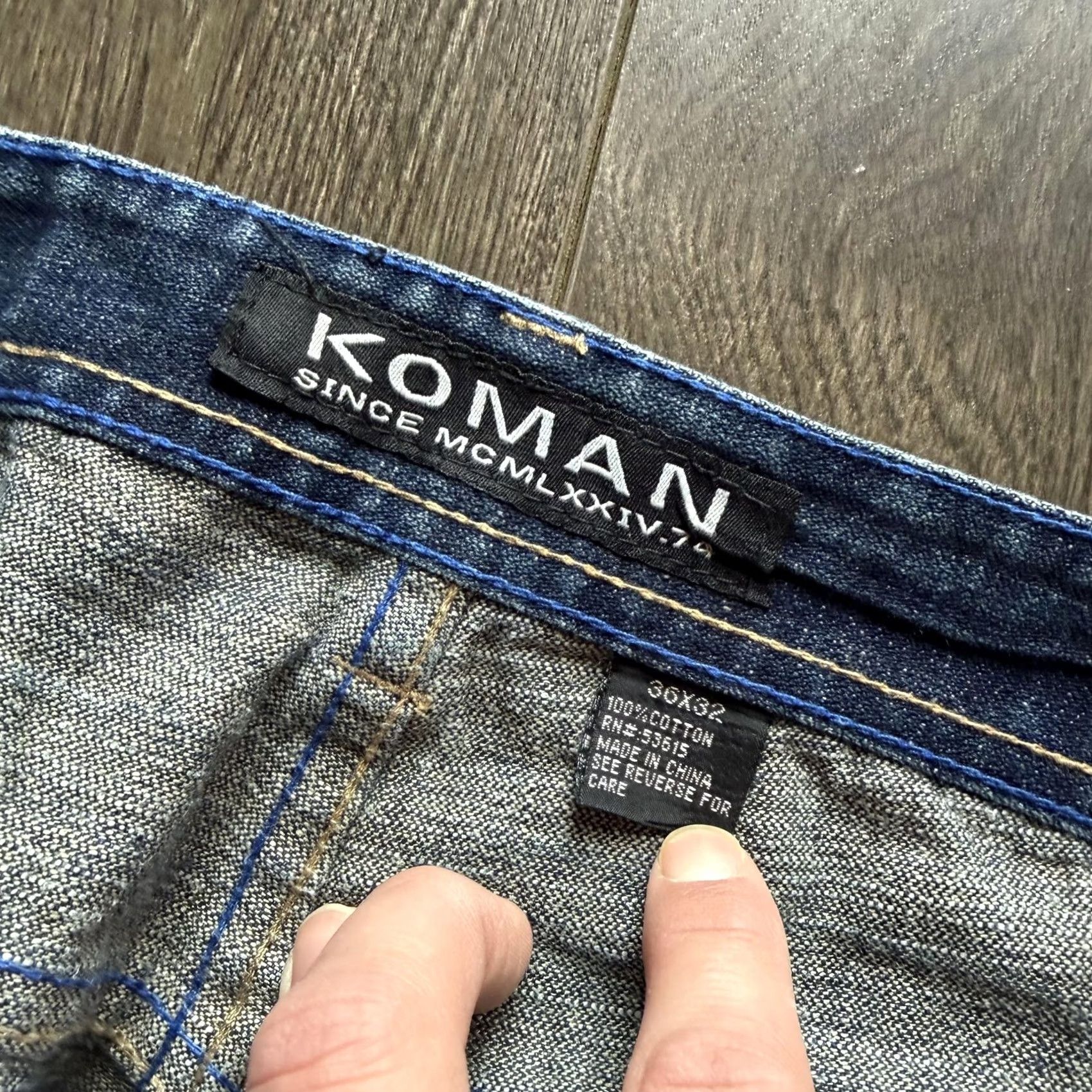 Denime Koman Jeans Mens 36x32 Baggy Grunge Y2K Blue Medium Wash Denim Straight Relaxed Fit Pants Size US 36 / EU 52 - 5 Thumbnail