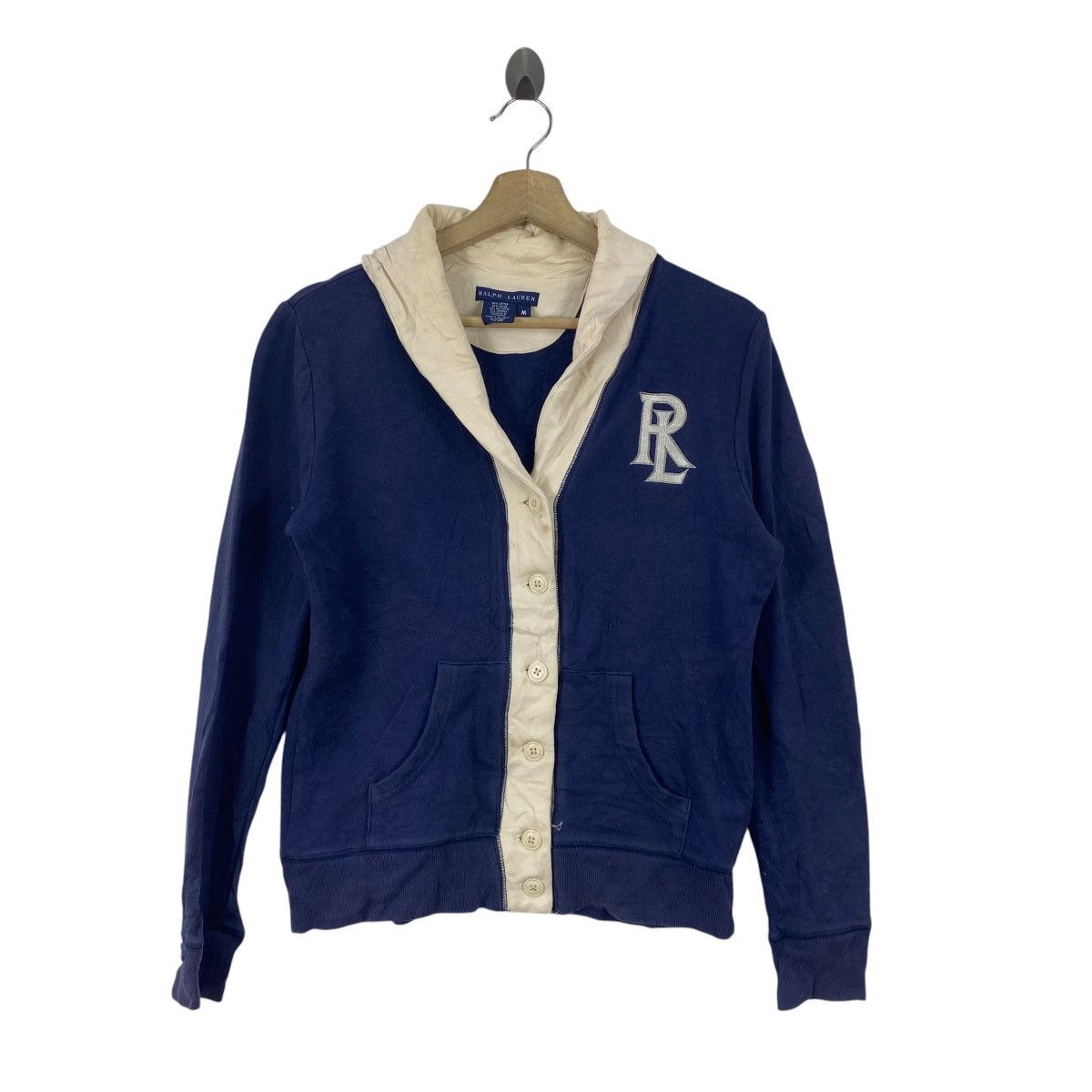 Ralph Lauren Vintage RALPH LAUREN Button Up Hoodie Jacket Spellout Logo Size M / US 6-8 / IT 42-44 - 3 Thumbnail