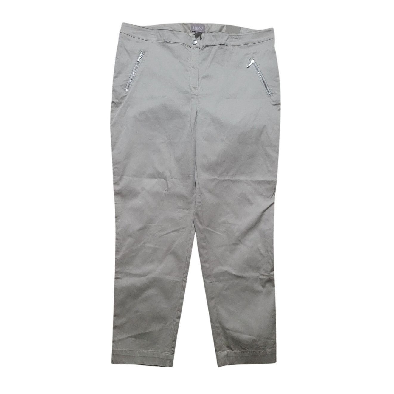 Chicos Chico's Khaki Breezy Sateen Ankle Slim Pants 3 (XL/16) NEW Size 38" / US 16 / IT 52 - 1 Thumbnail