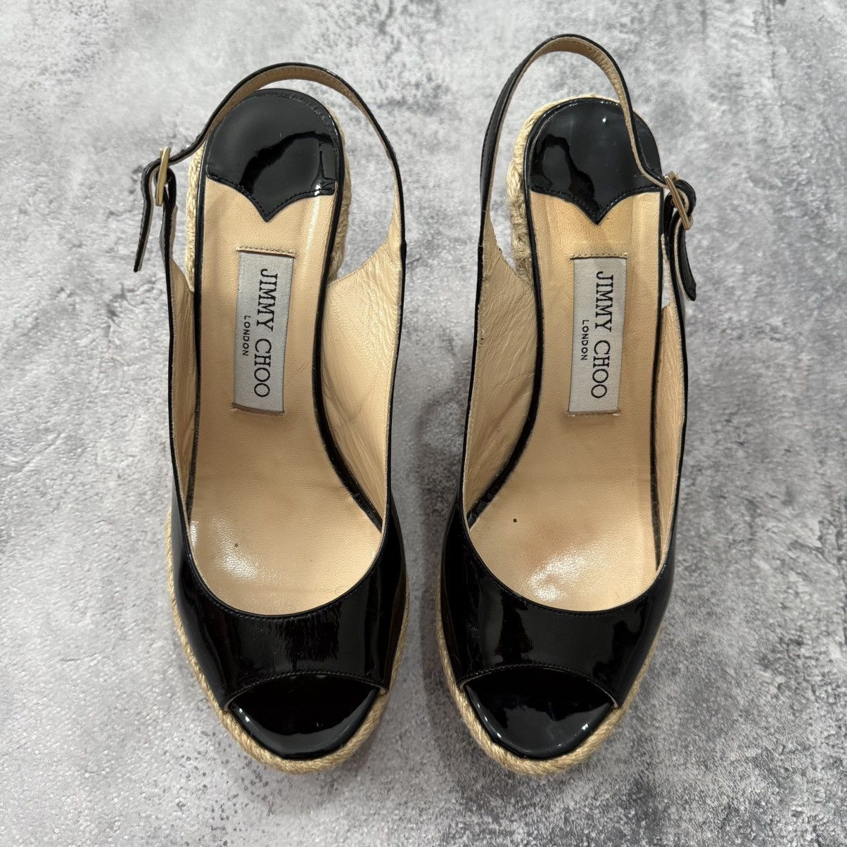 Jimmy Choo Jimmy Choo Polar Patent Platform Espadrille Heel Sandals Size US 7.5 / IT 37.5 - 2 Thumbnail