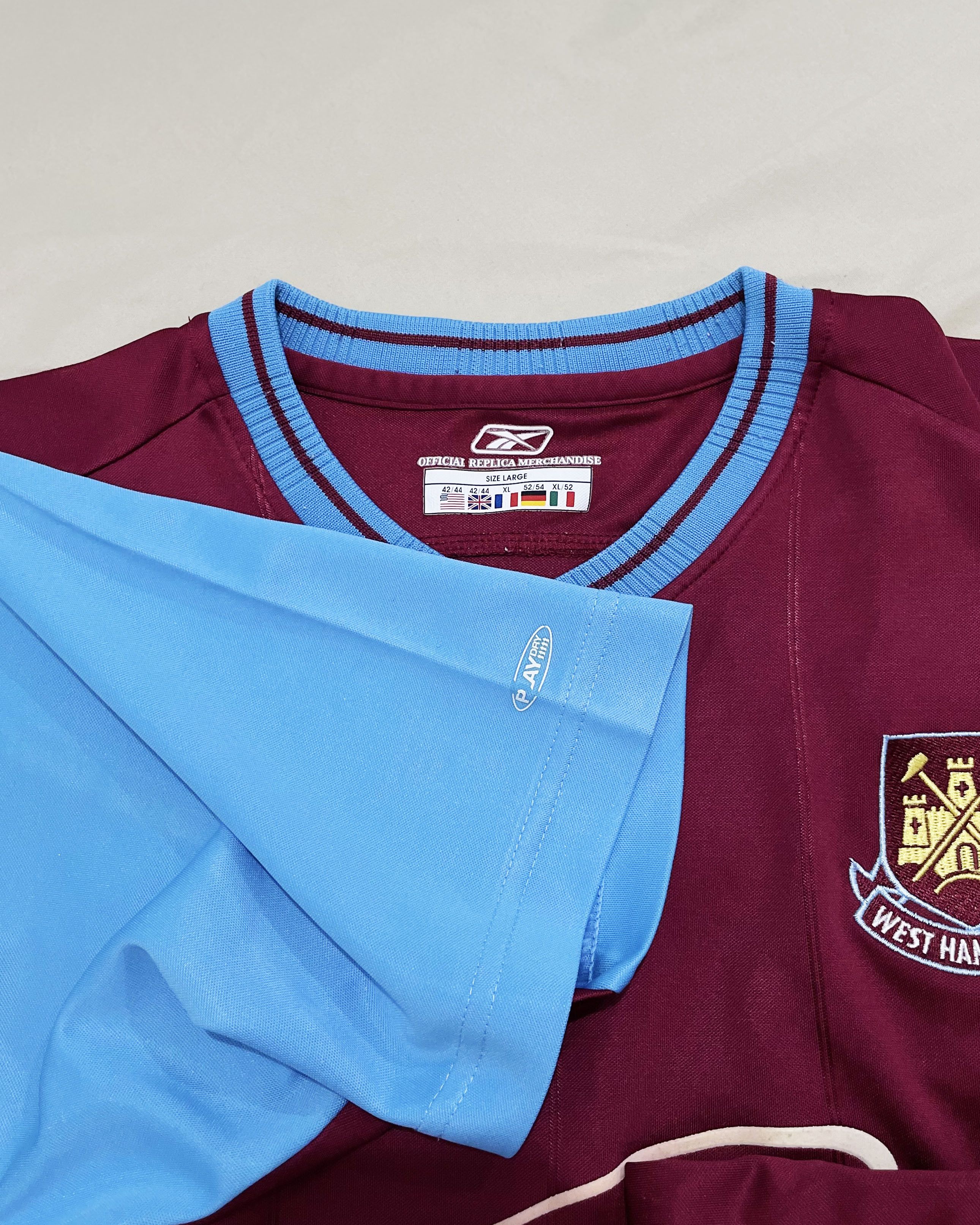 Reebok West Ham United Home Kit 2003 2004 2005 Size US L / EU 52-54 / 3 - 4 Thumbnail