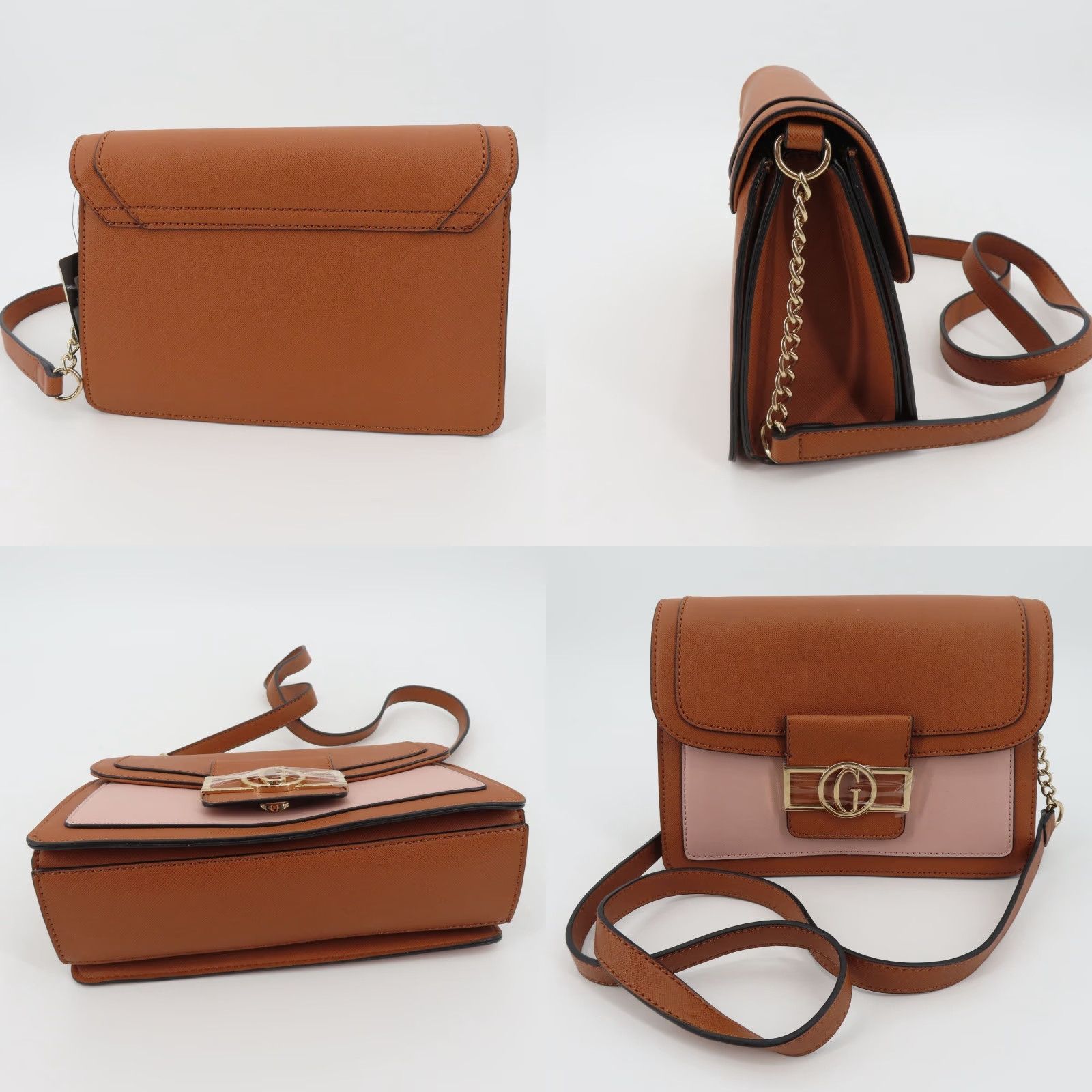Guess GUESS Wallander Crossbody Bag Faux Leather Brown Cognac Pink Purses Women New Bag Detachable Strap Crossbody Purse Size ONE SIZE - 8 Thumbnail