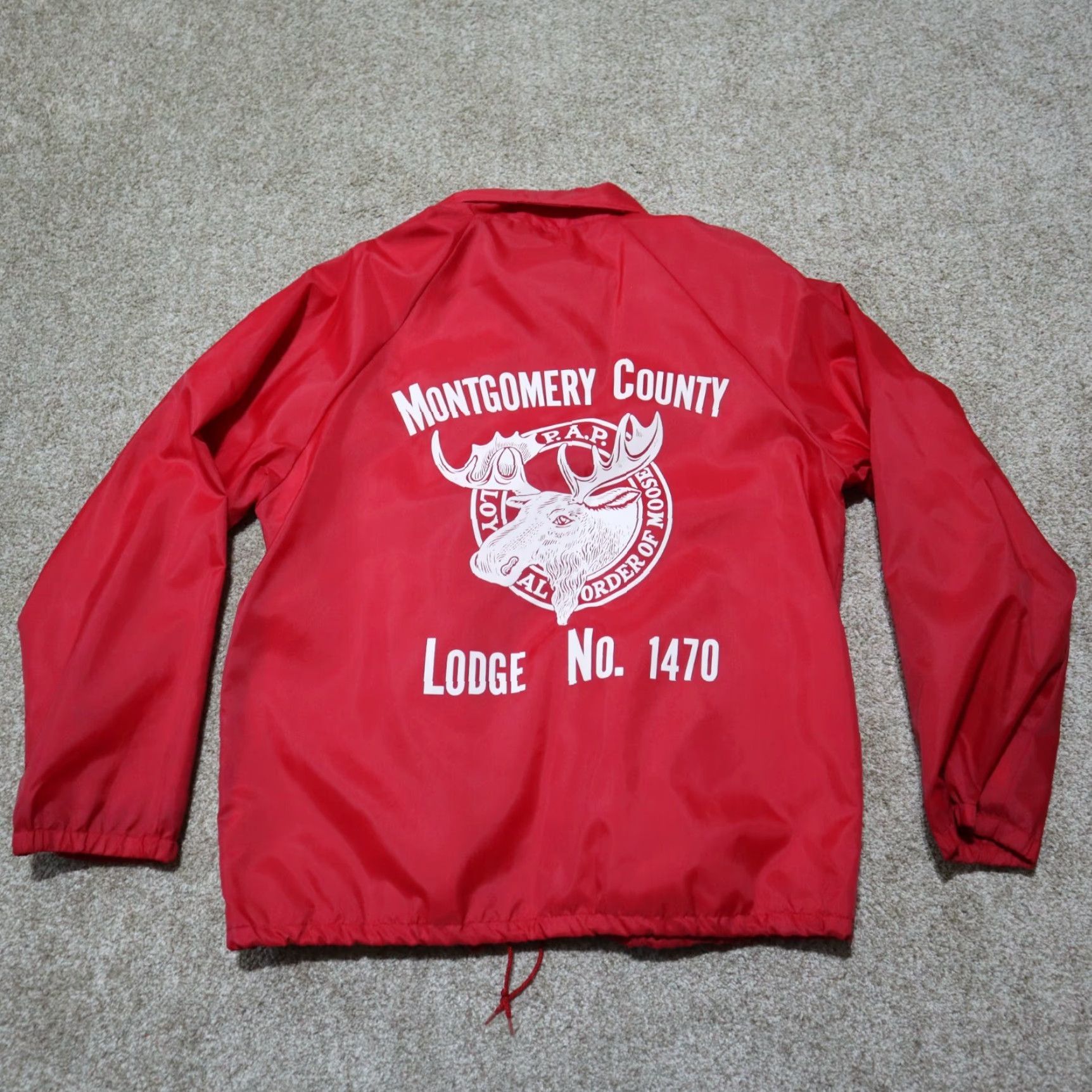 Vintage VINTAGE Moose Lodge 1470 Jacket - Red Satin Basic Jacket Men L 1980s Virginia US Size US L / EU 52-54 / 3 - 7 Thumbnail