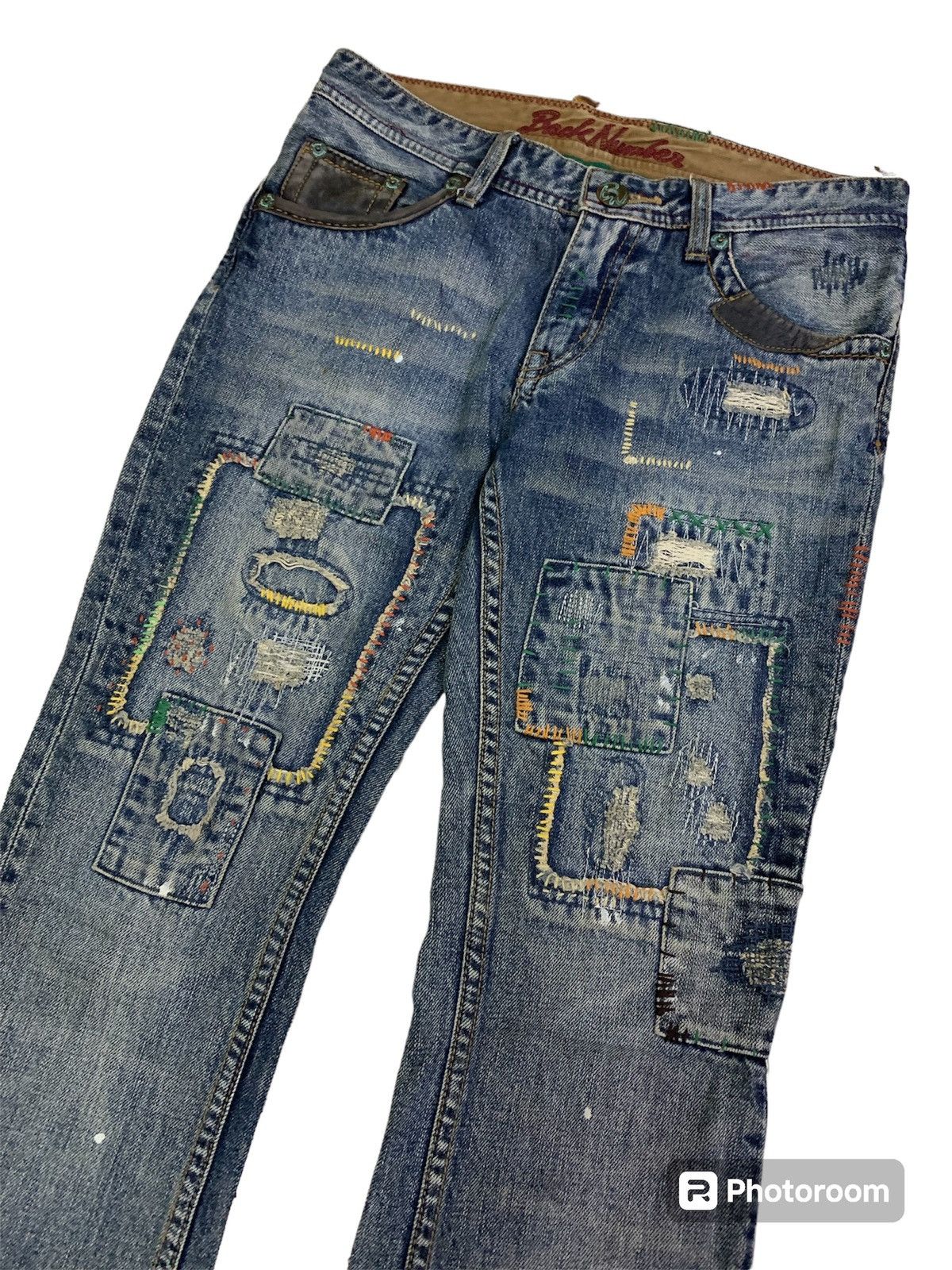 Hysteric Glamour Vintage Japanese Flare Patchwork Back Number Denim Size 29" - 2 Thumbnail