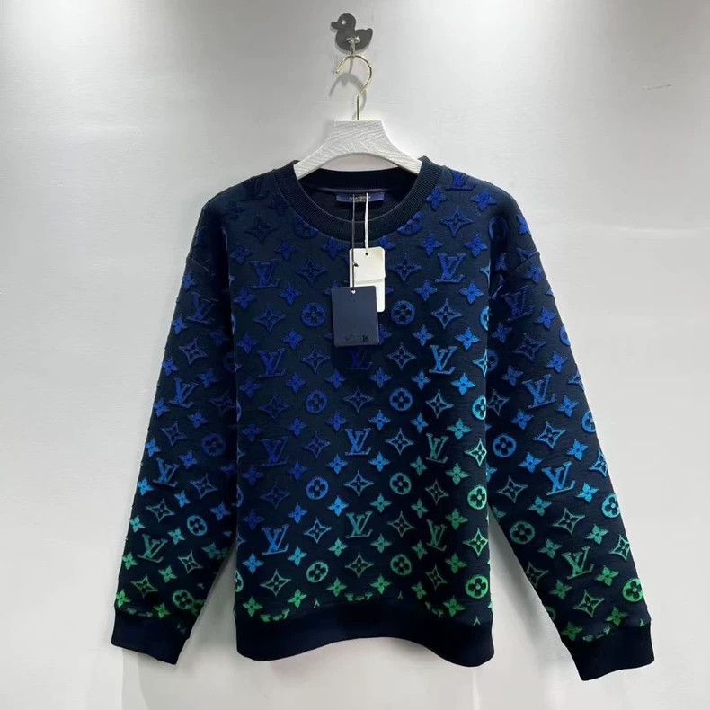 Louis Vuitton Louis Vuitton Dark Blue Colorful Gradient Print Logo Sweat Size US XL / EU 56 / 4 - 1 Thumbnail