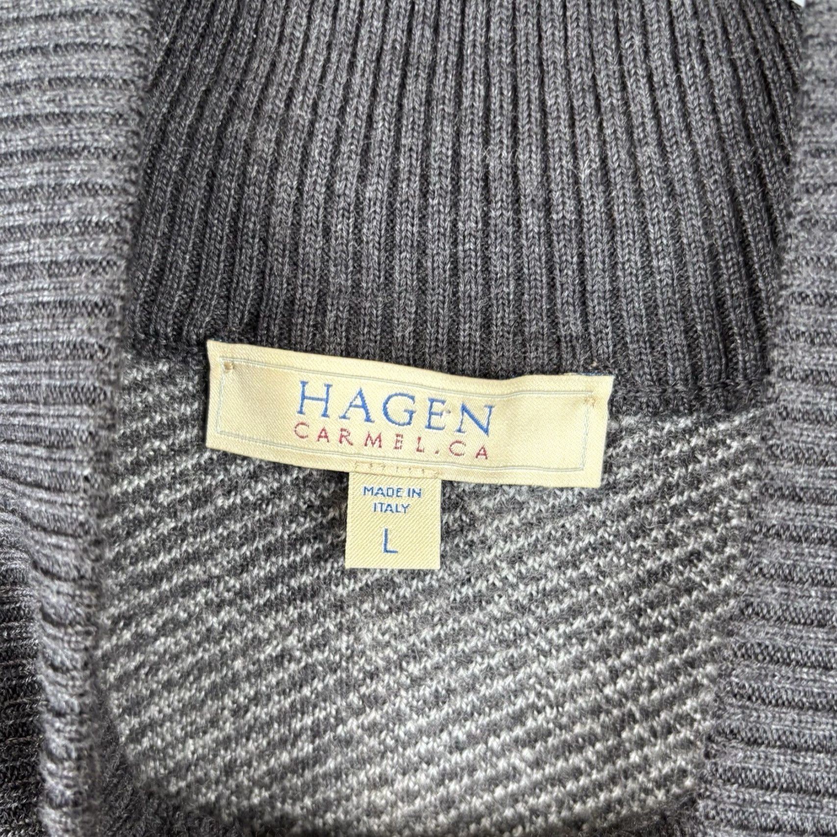 Vintage HAGEN Sweater Mens L Charcoal Quarter Zip Merino Wool Mock Neck Pullover Knit Wool Zipper Regular Knit Winter Fall Spring Italy Mens Size US L / EU 52-54 / 3 - 3 Thumbnail
