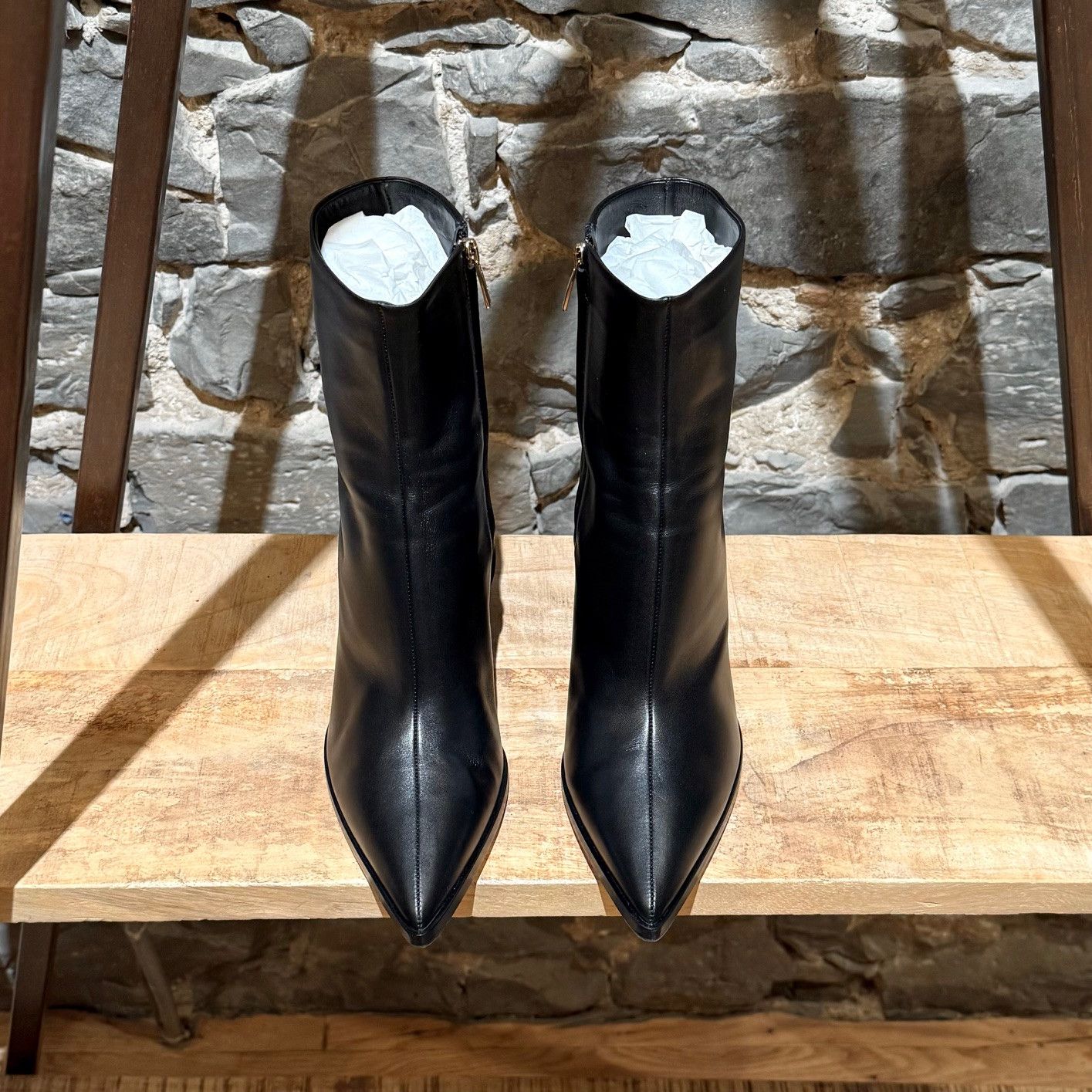 Gianvito Rossi Gianvito Rossi Black Leather Hamnes Wedge Pointy Boots Size US 11.5 / IT 41.5 - 4 Thumbnail