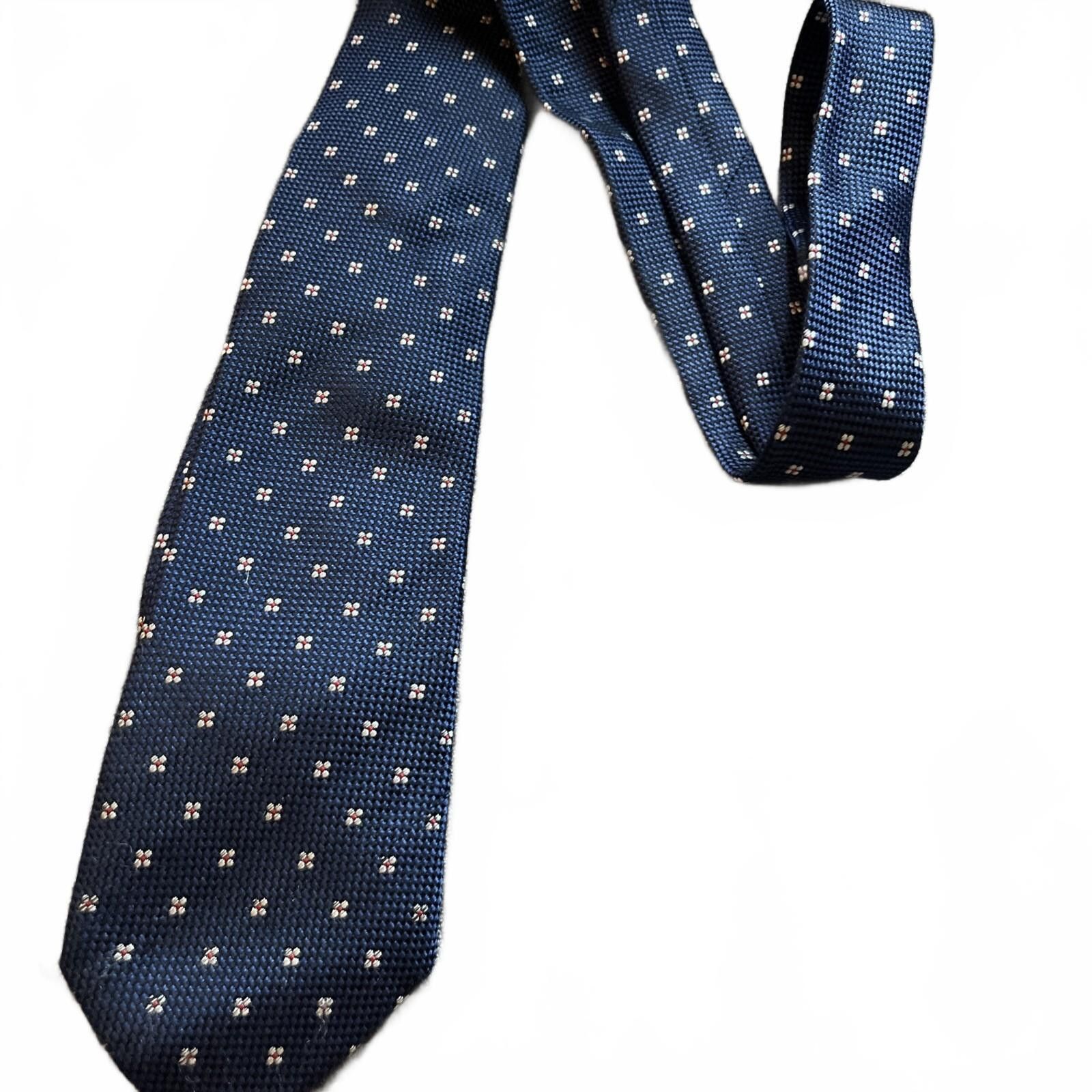 Boss Men's Navy Blue Patterned Silk Tie Made In Italy, Men's