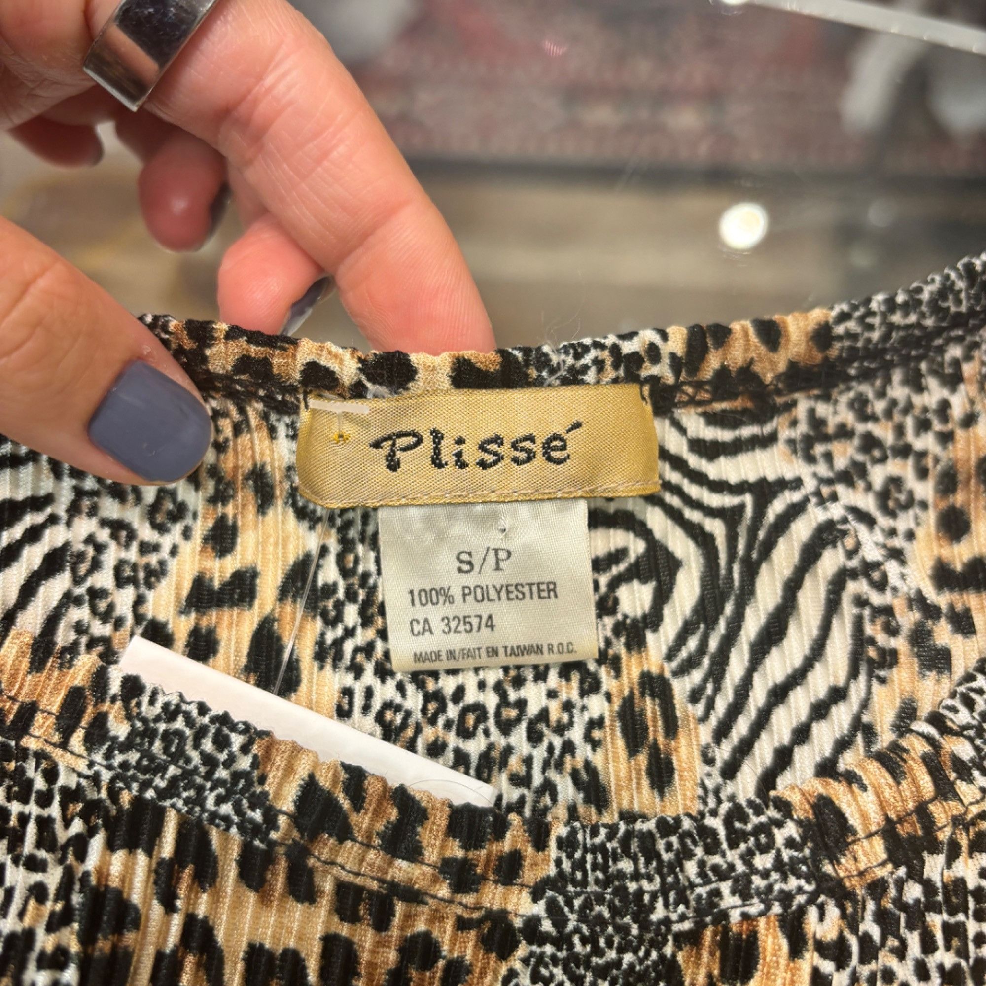 Vintage S - Vintage Plisse Cheetah & Zebra Patterned Top Size S / US 4 / IT 40 - 3 Thumbnail