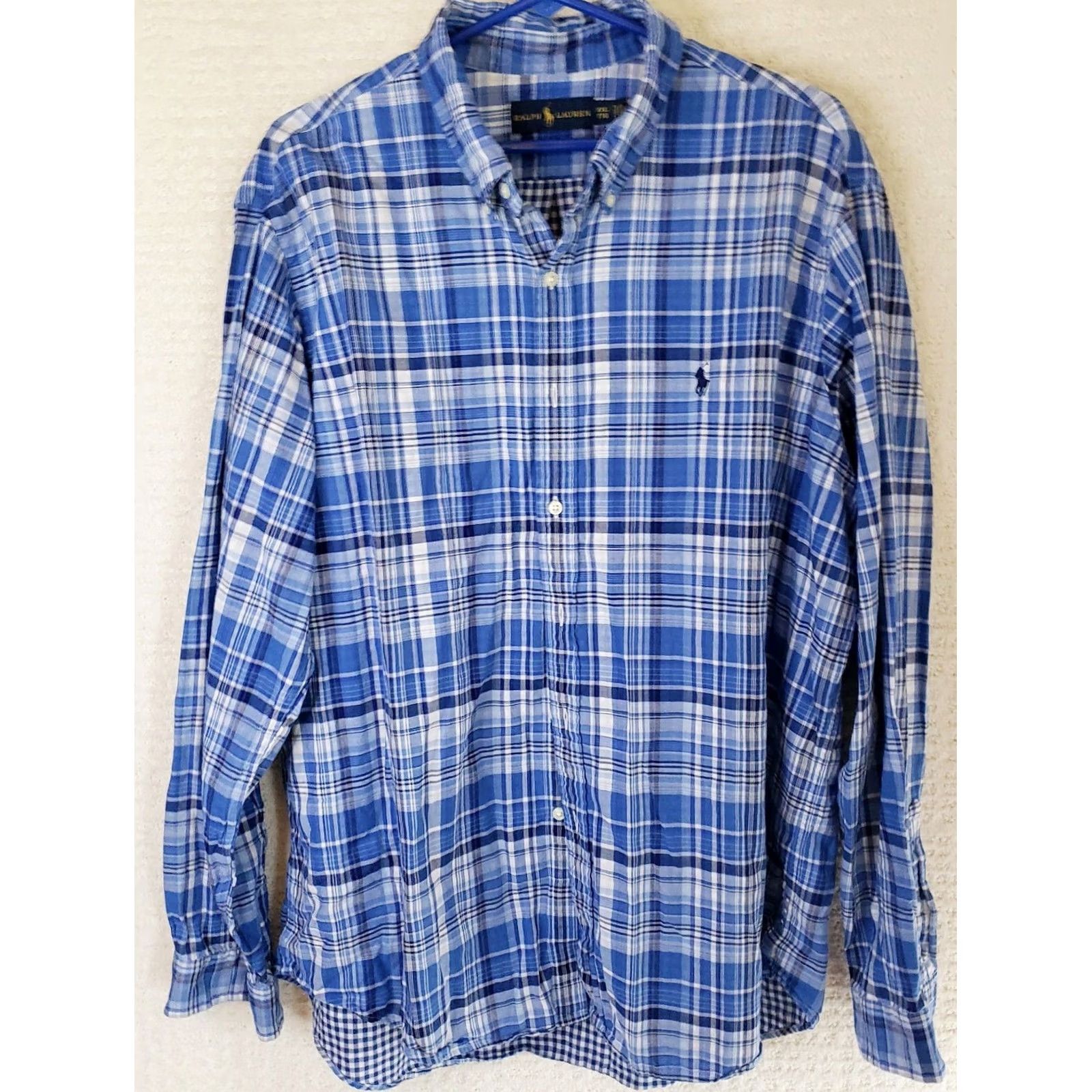 Ralph Lauren Ralph Lauren Men's Button-Up Shirt Plaid Long Sleeve Blue 2XL Size XXL Casual Workwear Size US XXL / EU 58 / 5 - 2 Thumbnail