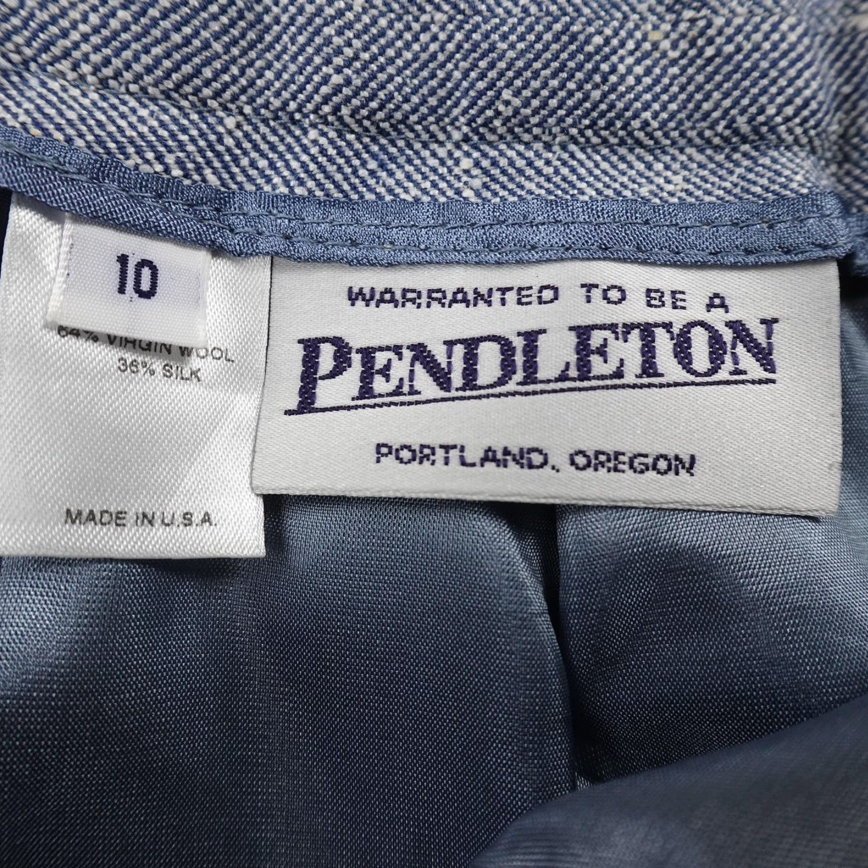 Pendleton VINTAGE Pendleton Suit Womens 10 Blue Wool Silk Herringbone Skirt Jacket Set USA Size 32" / US 10 / IT 46 - 5 Thumbnail