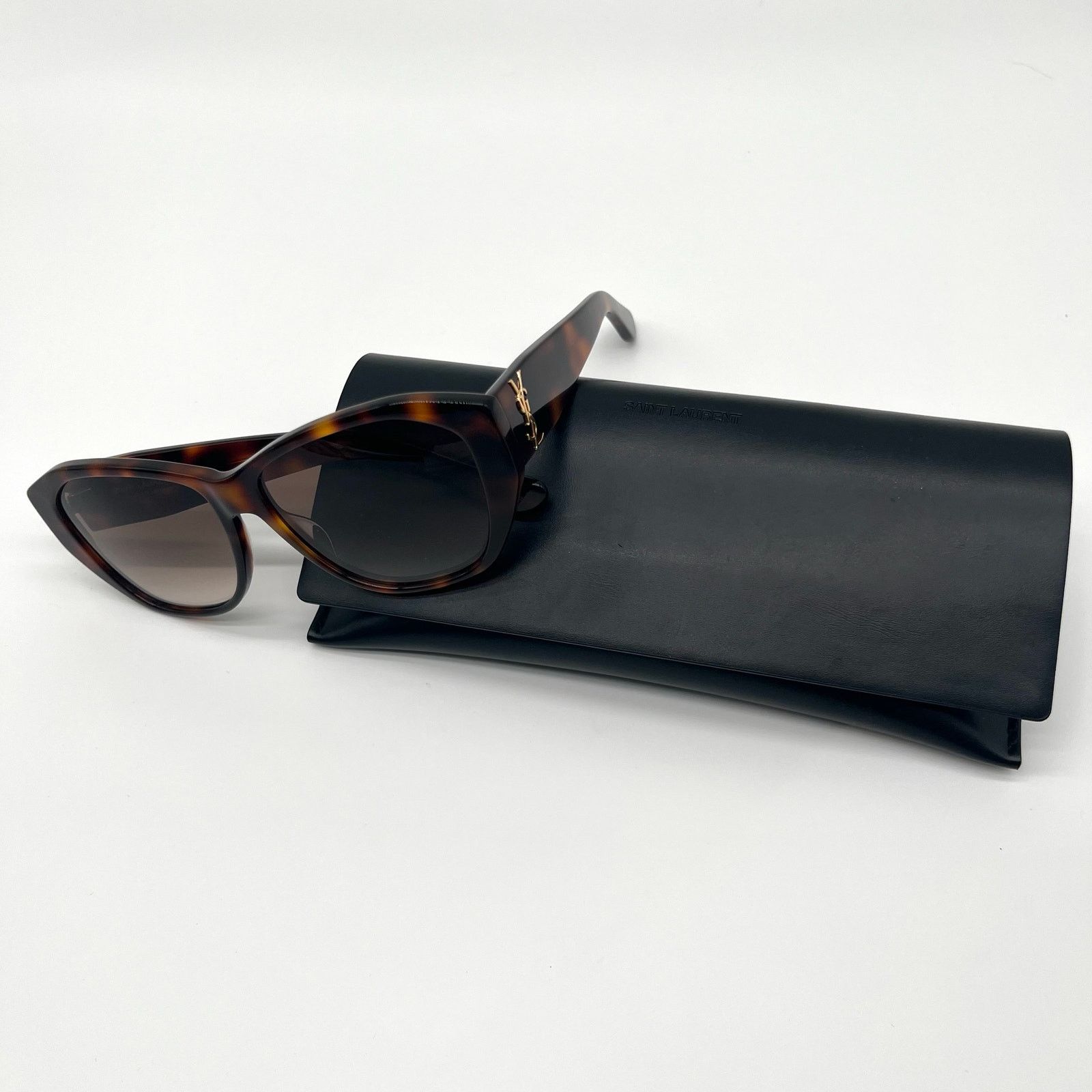 Yves Saint Laurent SAINT LAURENT Sunglasses, Havana Geometric Frame, Case, YSL Size ONE SIZE - 4 Thumbnail