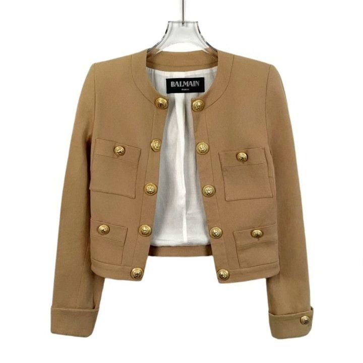 Balmain Balmain Brown Gold Button Cotton Jacket Size XXS / US 00 / IT 34 - 1 Thumbnail