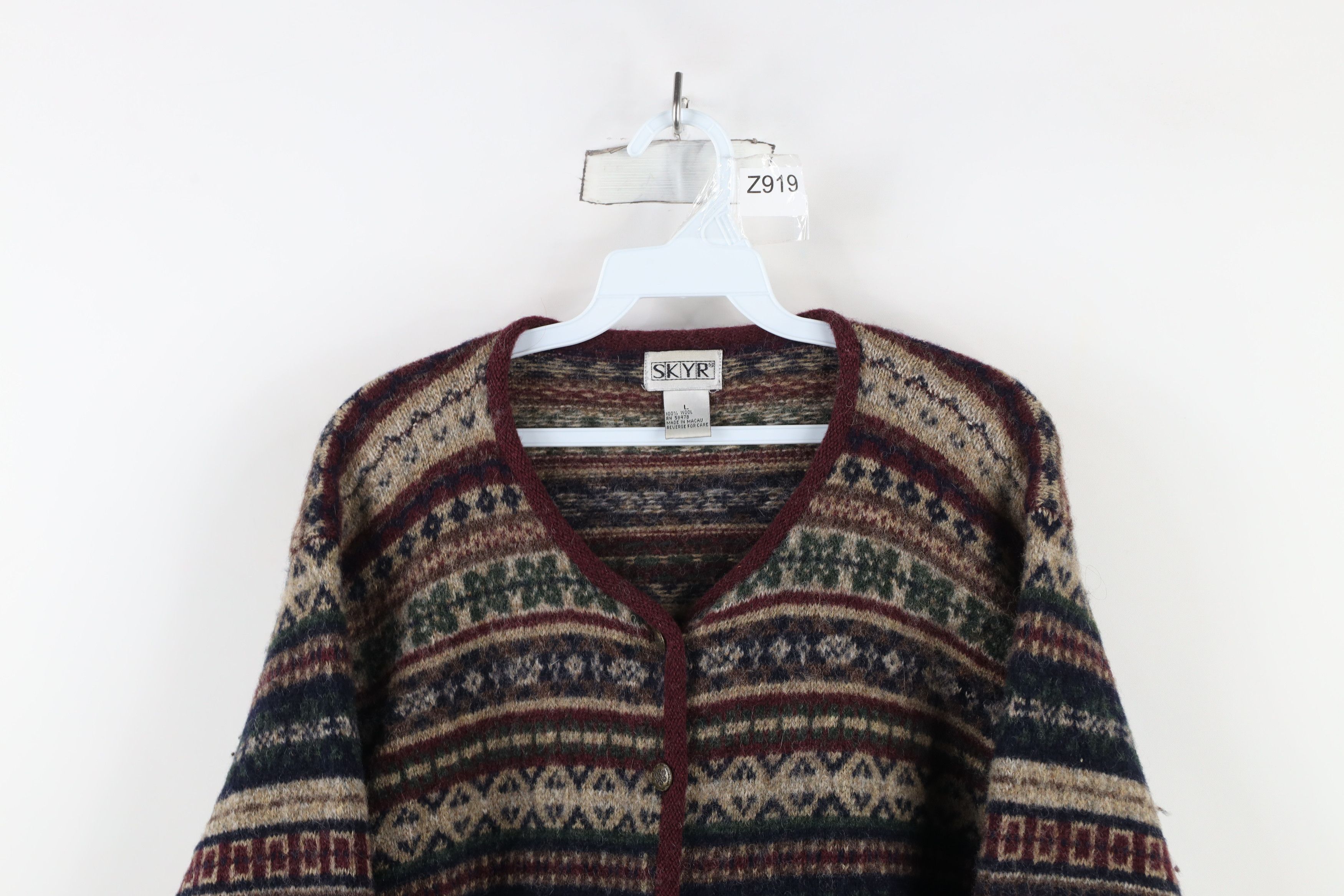 Vintage Vintage 90s Streetwear Wool Fair Isle Knit Cardigan Sweater Size L / US 10 / IT 46 - 2 Thumbnail