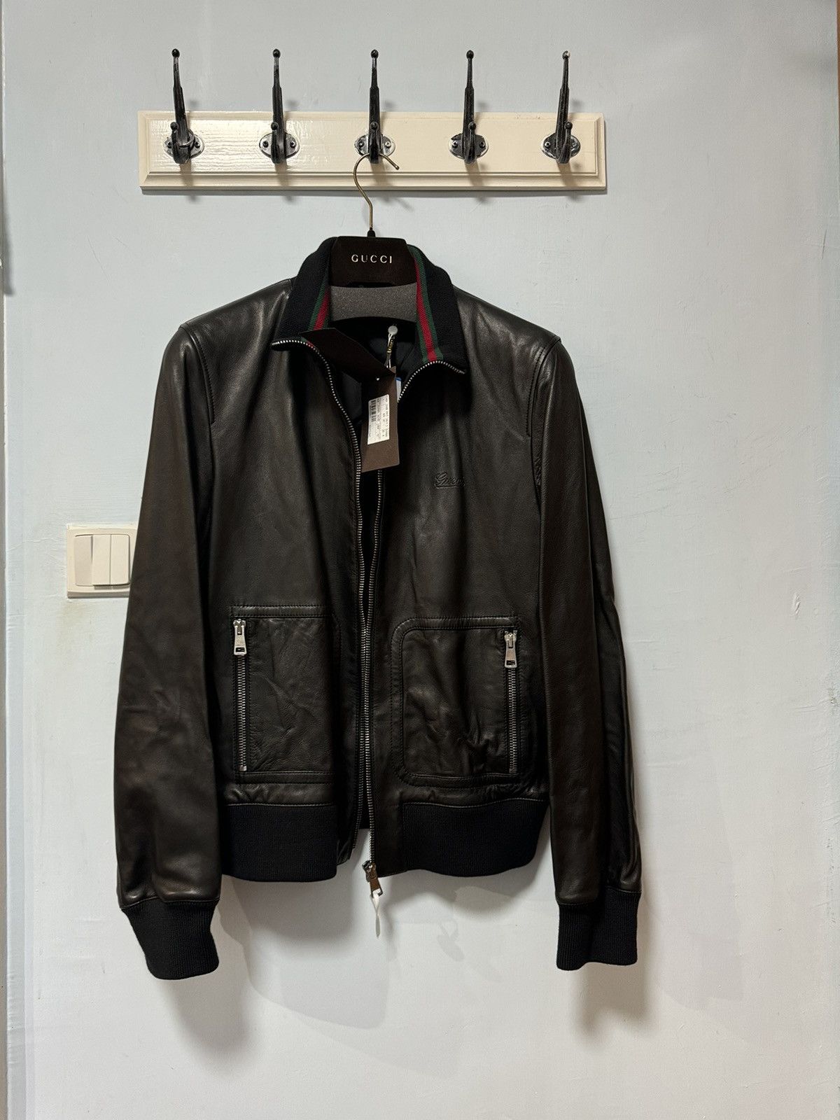 Gucci Gucci logo leather bomber jacket Size US L / EU 52-54 / 3 - 19 Thumbnail
