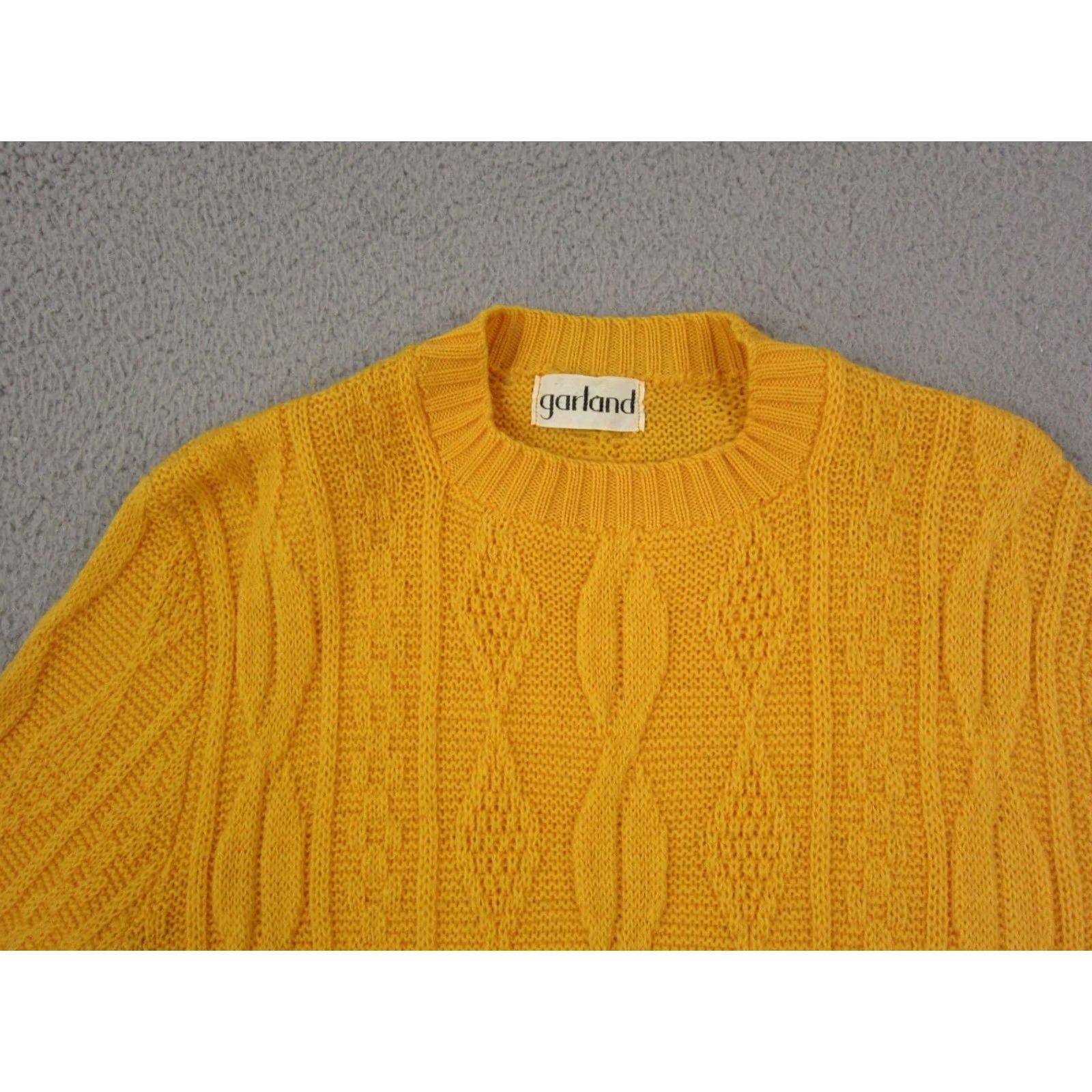 Vintage VINTAGE Garland Sweater Womens Small Gold Yellow Chunky Cable Knit 60s 70s Size S / US 4 / IT 40 - 2 Thumbnail