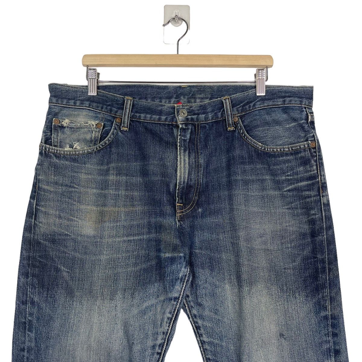 Japanese Brand Uniqlo UJ Distressed Flare Regular Fit Straight Jeans Size US 38 / EU 54 - 3 Thumbnail