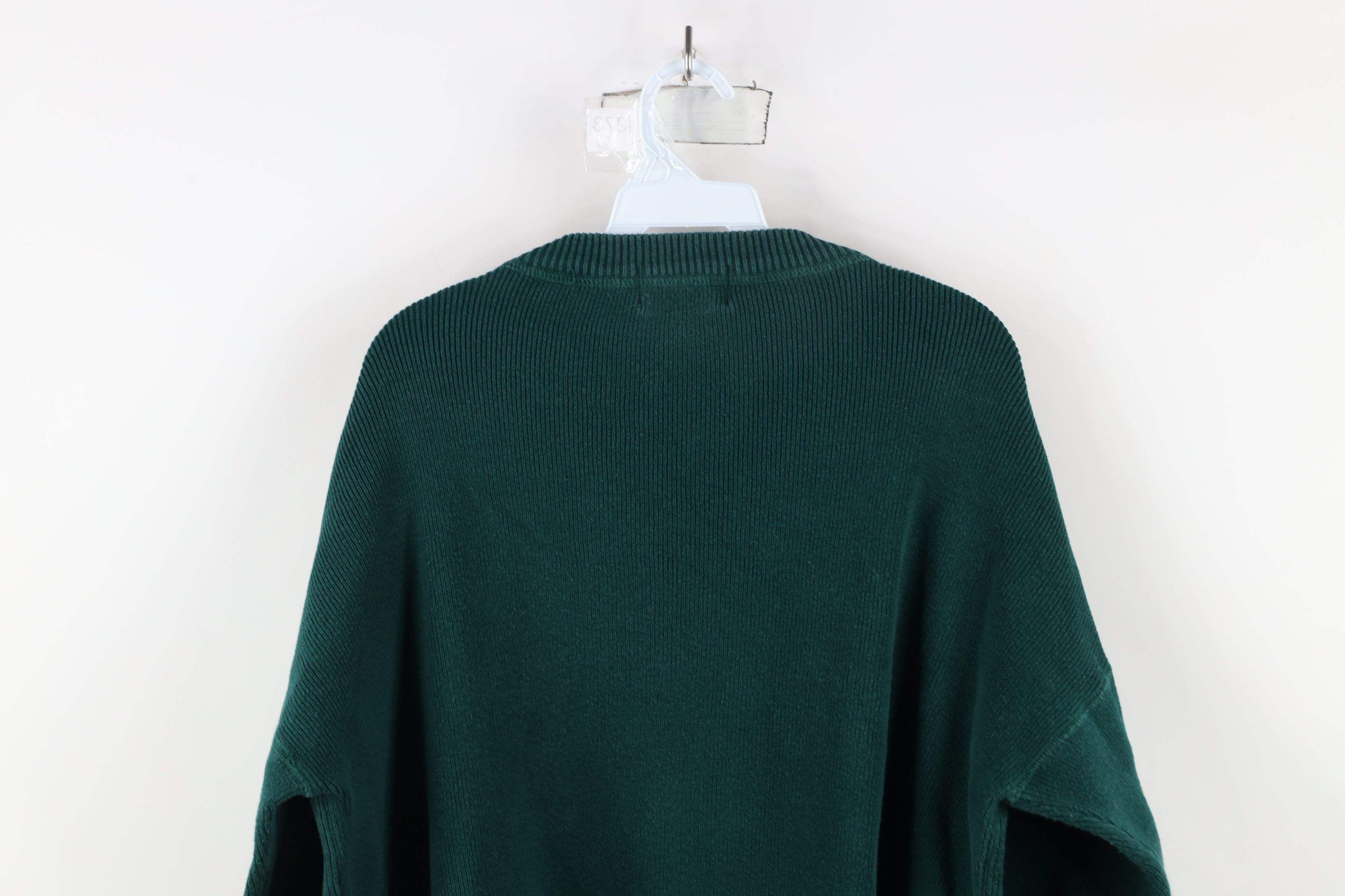 Eddie Bauer × Vintage Vintage 90s Eddie Bauer Cotton Ribbed Knit Sweater Green Size US L / EU 52-54 / 3 - 6 Thumbnail