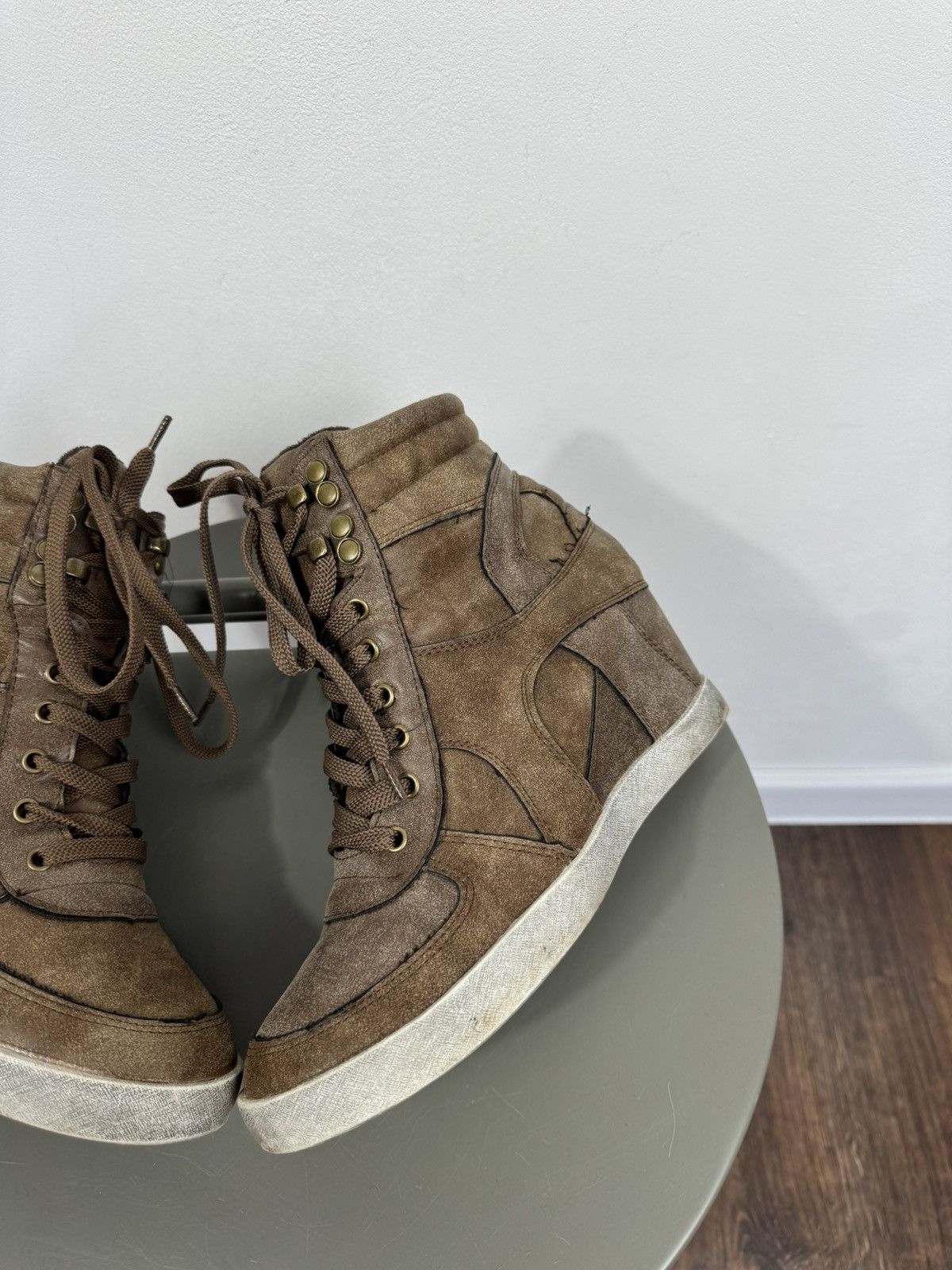 Other Suede High Top Wedge Sneakers Hidden Heel Shoes Women 41 Size US 9.5 / IT 39.5 - 3 Thumbnail