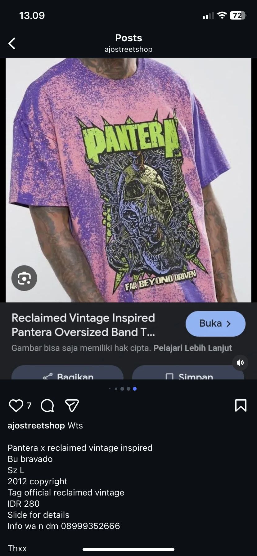 Band Tees reclaimed vintage inspired pantera band tees Size US L / EU 52-54 / 3 - 6 Thumbnail