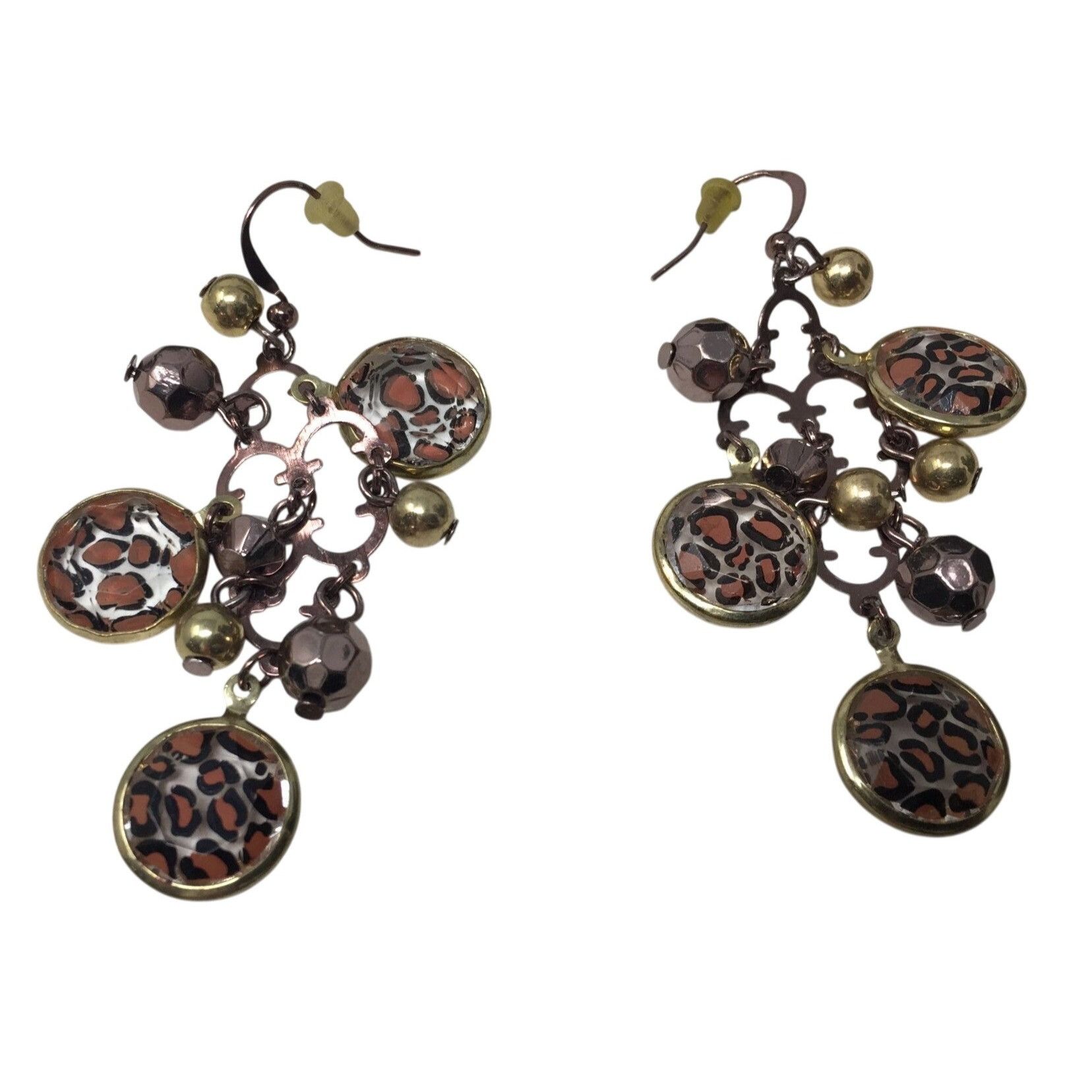 Other Women's Cheetah Print Gold Tone Dangle Earrings Size ONE SIZE - 2 Thumbnail
