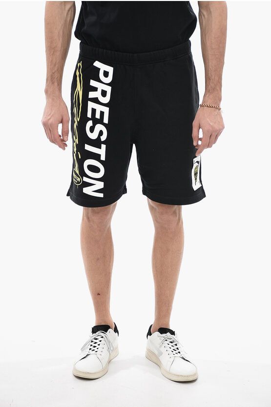 image of Heron Preston Printed Preston Racing Jersey Shorts in Black, Men's (Size 30)