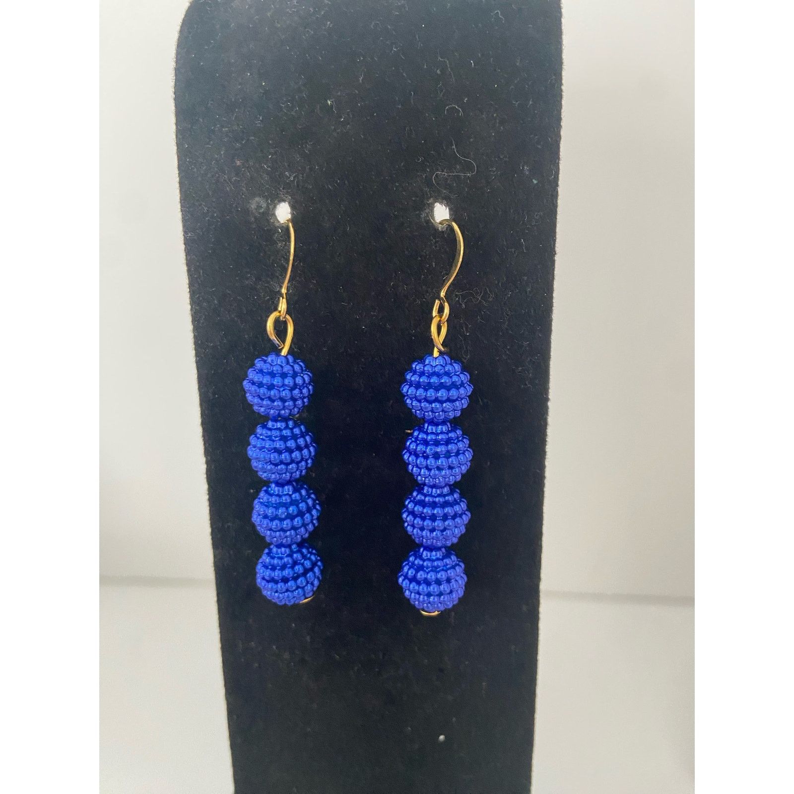 Other Pebbled blue bead earrings gold tone Size ONE SIZE - 1 Thumbnail
