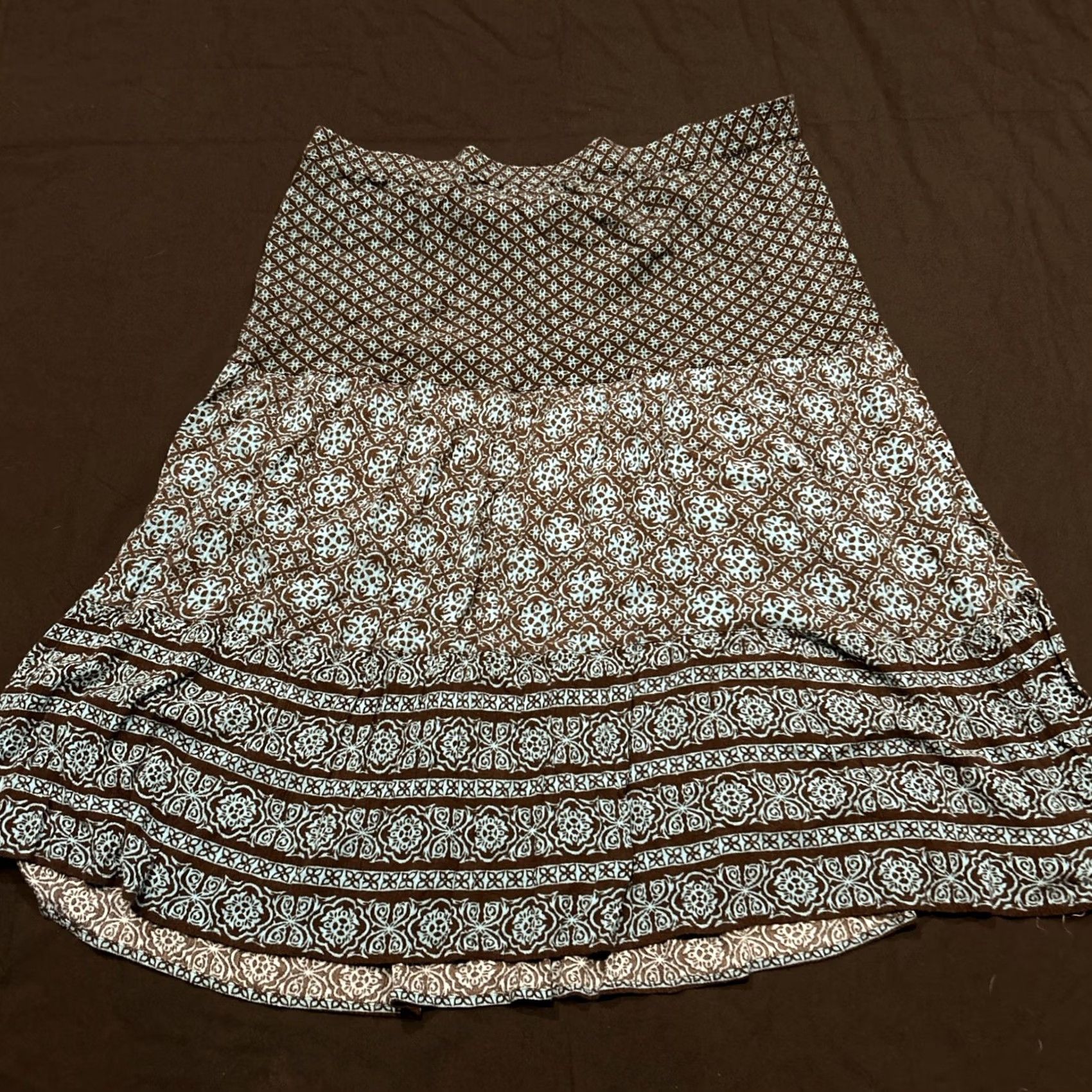 Vintage Sag Harbor Women’s 1X Skirt A-Line Teal Black Rayon Midi Plus Size 1X Geometric Flower Lined Casual Sag Harbor Womens Clothing Size 40" / US 18 - 3 Thumbnail