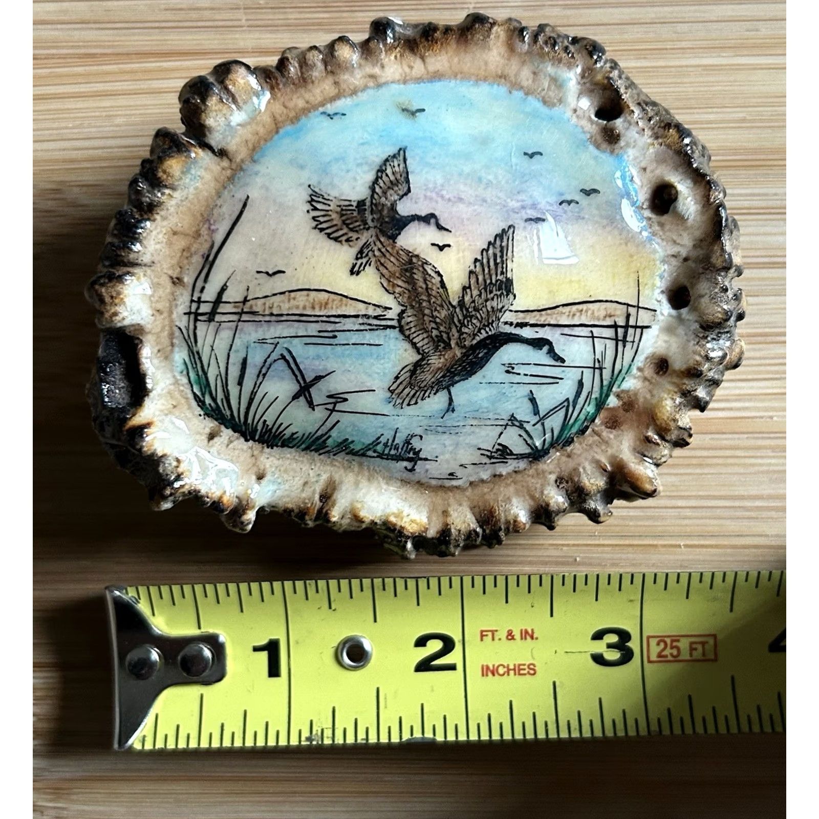 Vintage Elk Burr Rosette Flying Geese Belt Buckle Artist Signed Halfry Hand Made Glossy Belt Buckle Mens Size ONE SIZE - 3 Thumbnail