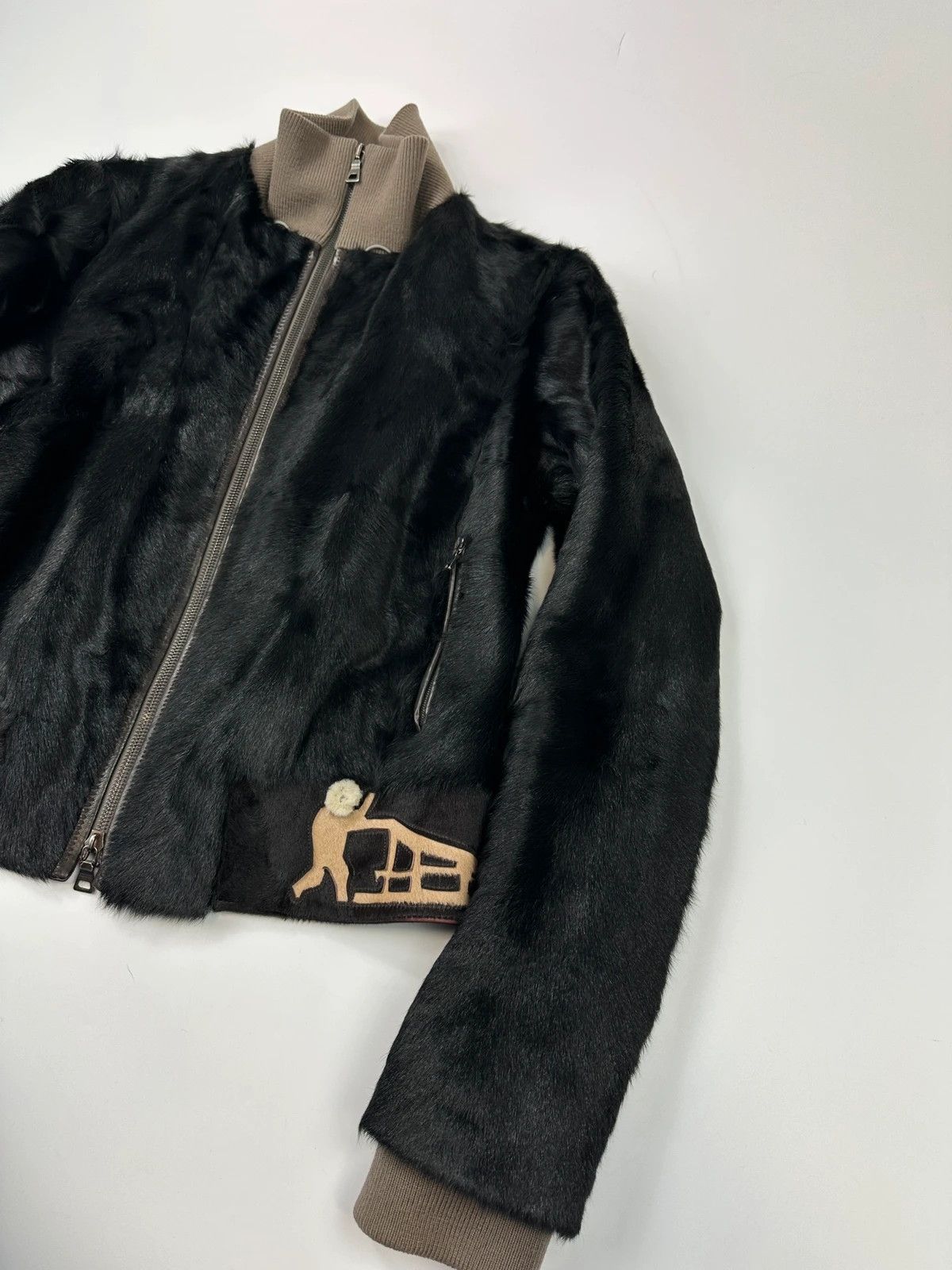 Prada Prada Sport FW01-05 Black Calf & Fox Fur Leather Jacket Size M / US 6-8 / IT 42-44 - 3 Thumbnail