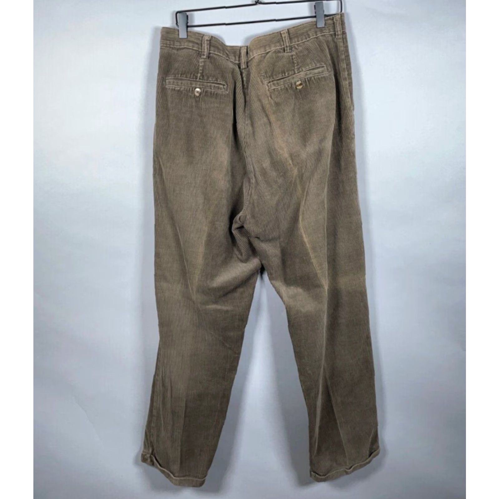 Bugle Boy VINTAGE Bugle Boy Corduroy Pants Baggy Fit 90s Olive Green 34 x 29 Mens Regular Pants Size US 34 / EU 50 - 2 Thumbnail