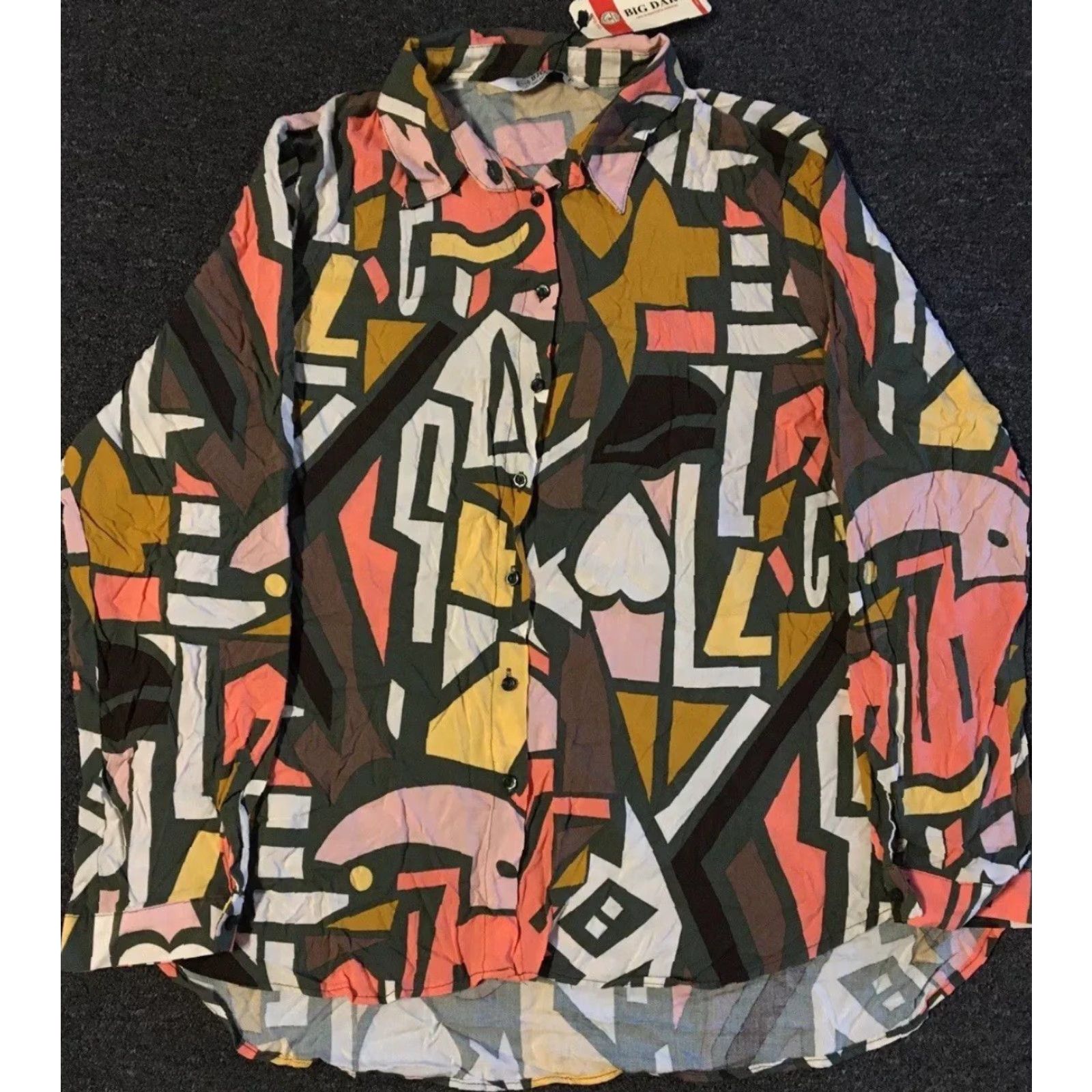 Vintage VINTAGE 90s Abstract Art All Over Print Shirt XL Women Brown Vaporwave Grunge Picasso Beach Surf Skate 80s Misc Size XL / US 12-14 / IT 48-50 - 2 Thumbnail