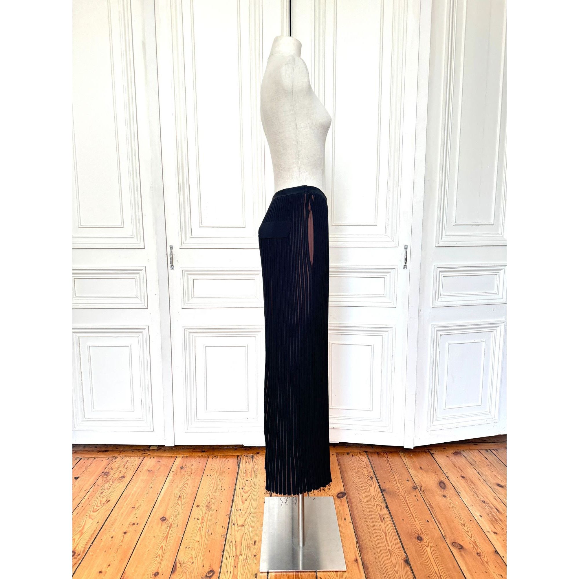 Celine Celine By Phoebe Philo Pre Fall 2015 Wide Pleated Black Bro Size 26" / US 2 / IT 38 - 4 Thumbnail