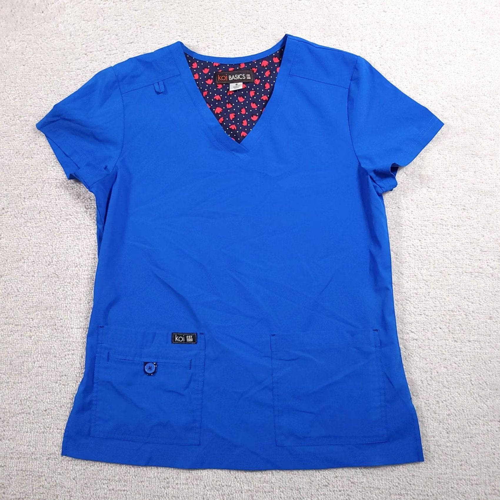 Koio Koi Shirt S Blue Scrub Solid Neck Short Sleeve Medical Pullover Womens Size S / US 4 / IT 40 - 2 Thumbnail